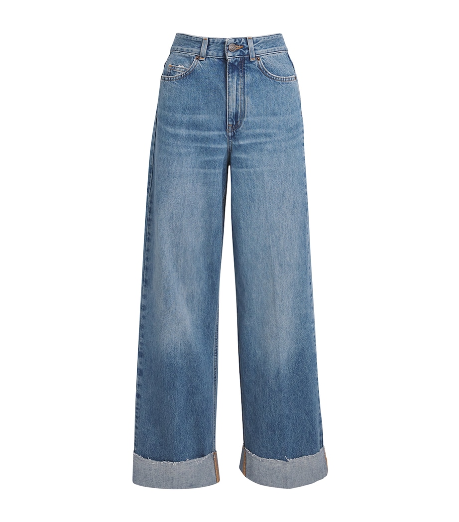ME+EM Womens Ankle Grazer Straight Jeans Mid Blue Wash Image 1
