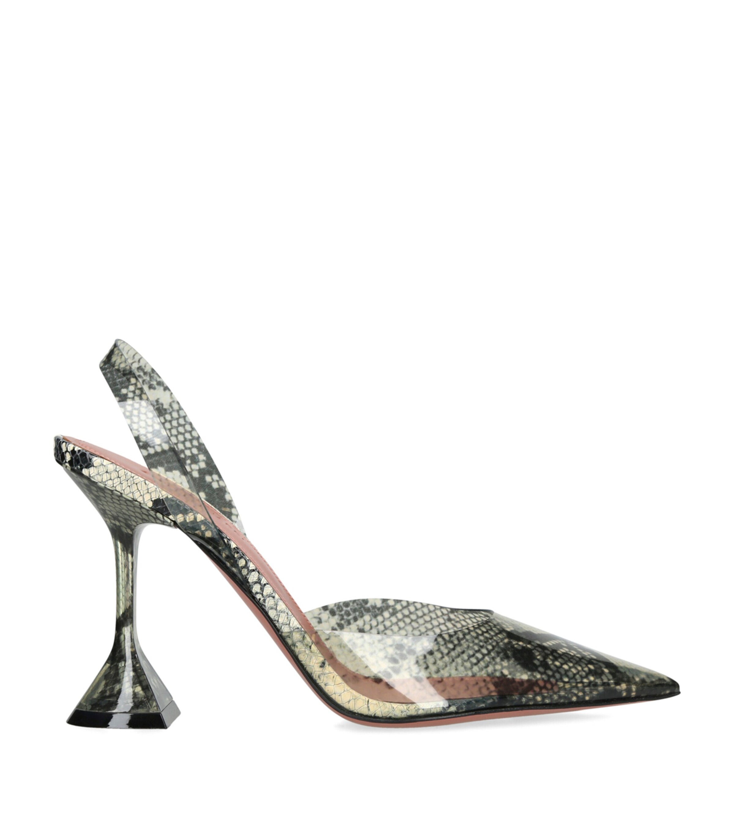 Amina Muaddi Holli Glass 95mm Snakeskin-effect Pumps Women In Grey
