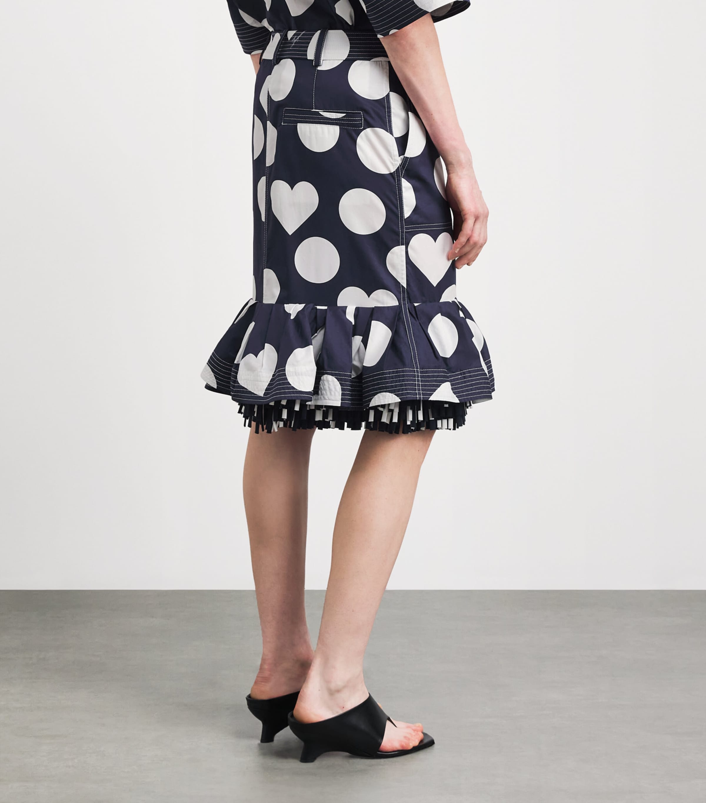 Jacquemus Womens Cotton Polka Dot Cabana Midi Skirt Dots Heart Navy Image 5