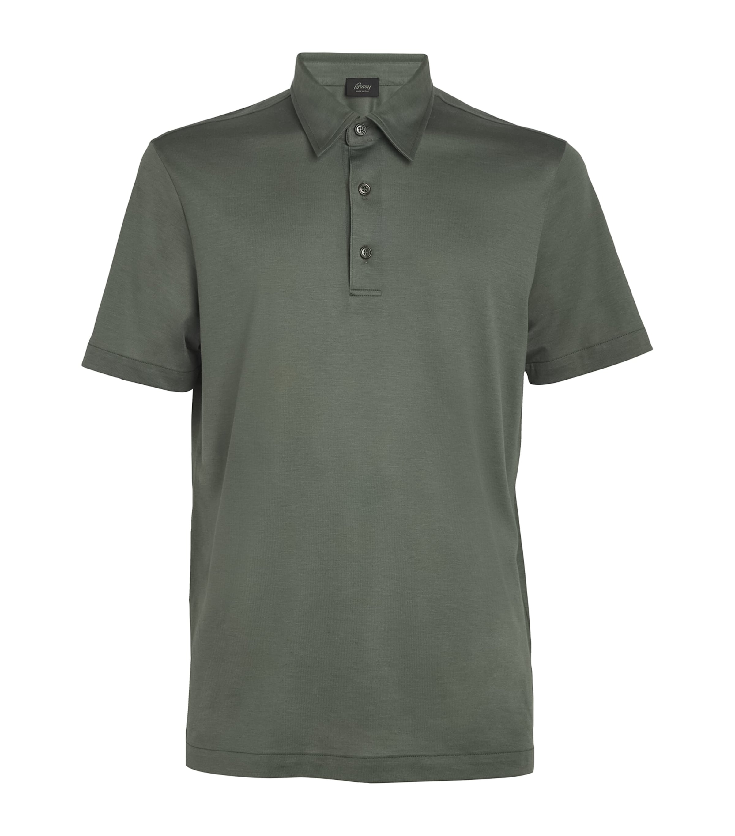 Brioni Silk-cotton Polo Shirt In Green