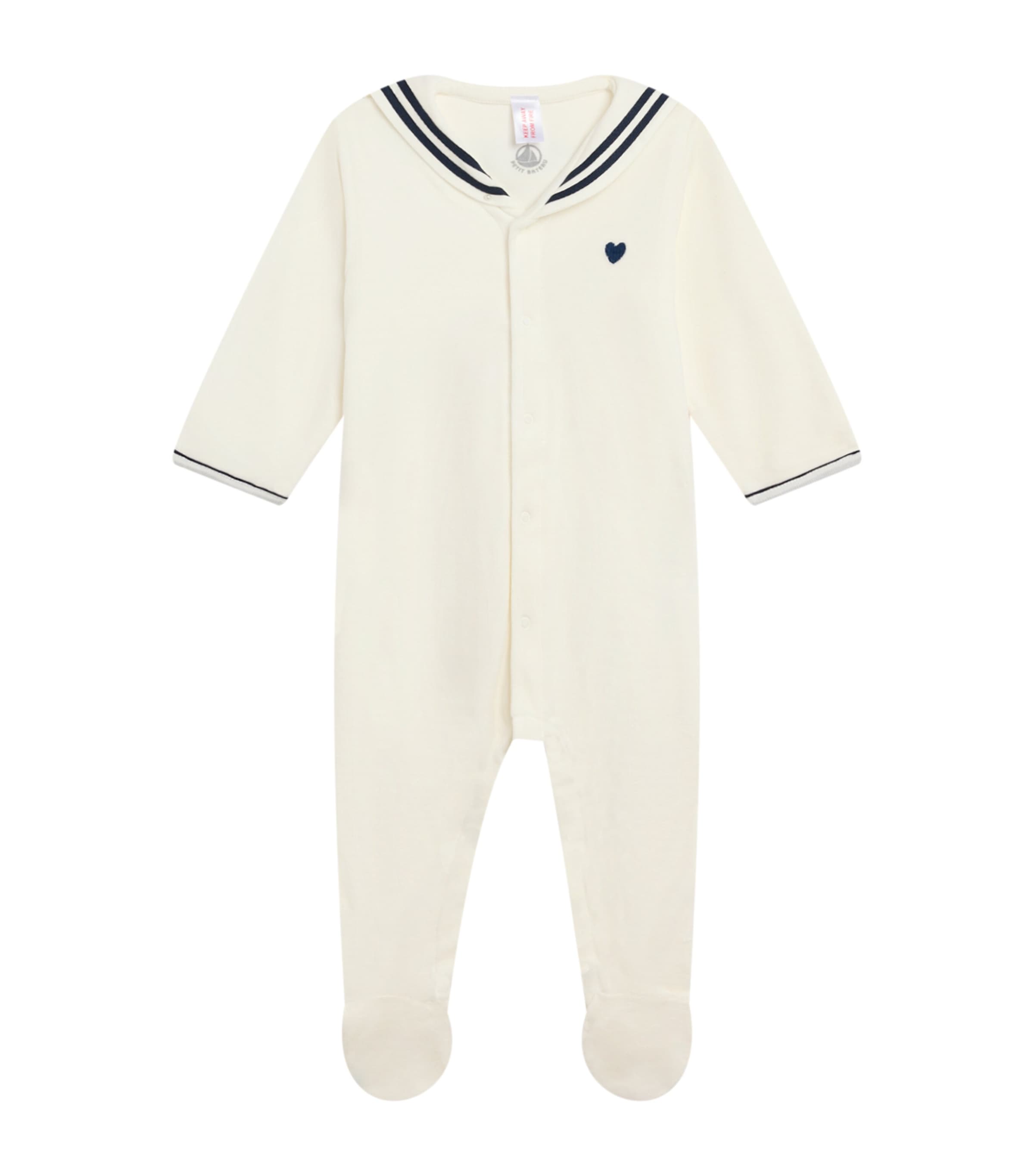 Petit Bateau Babies' Stripe-detail All-in-one In White