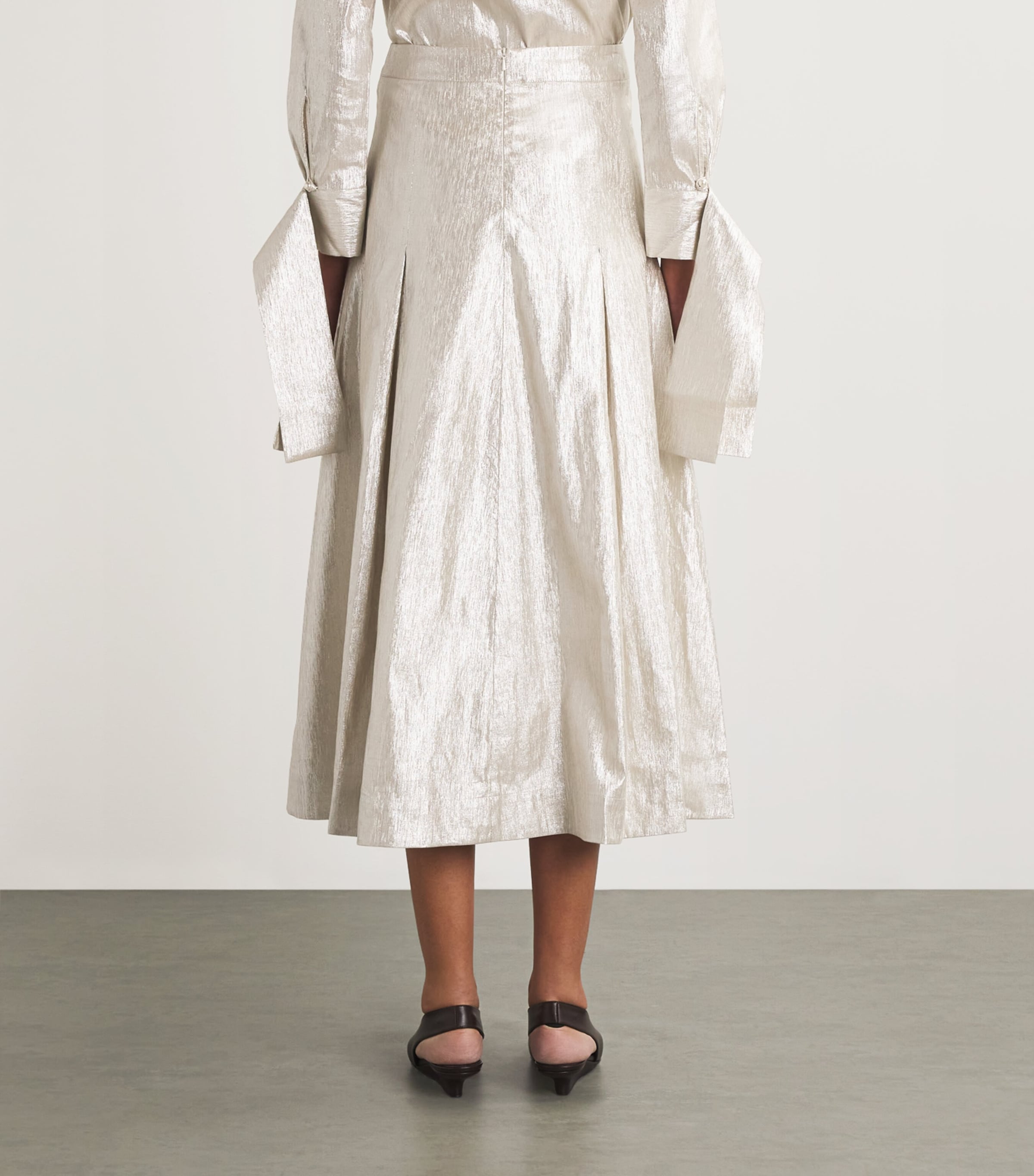 Honesty Opens Midi Skirt SILVER LINEN Image 4