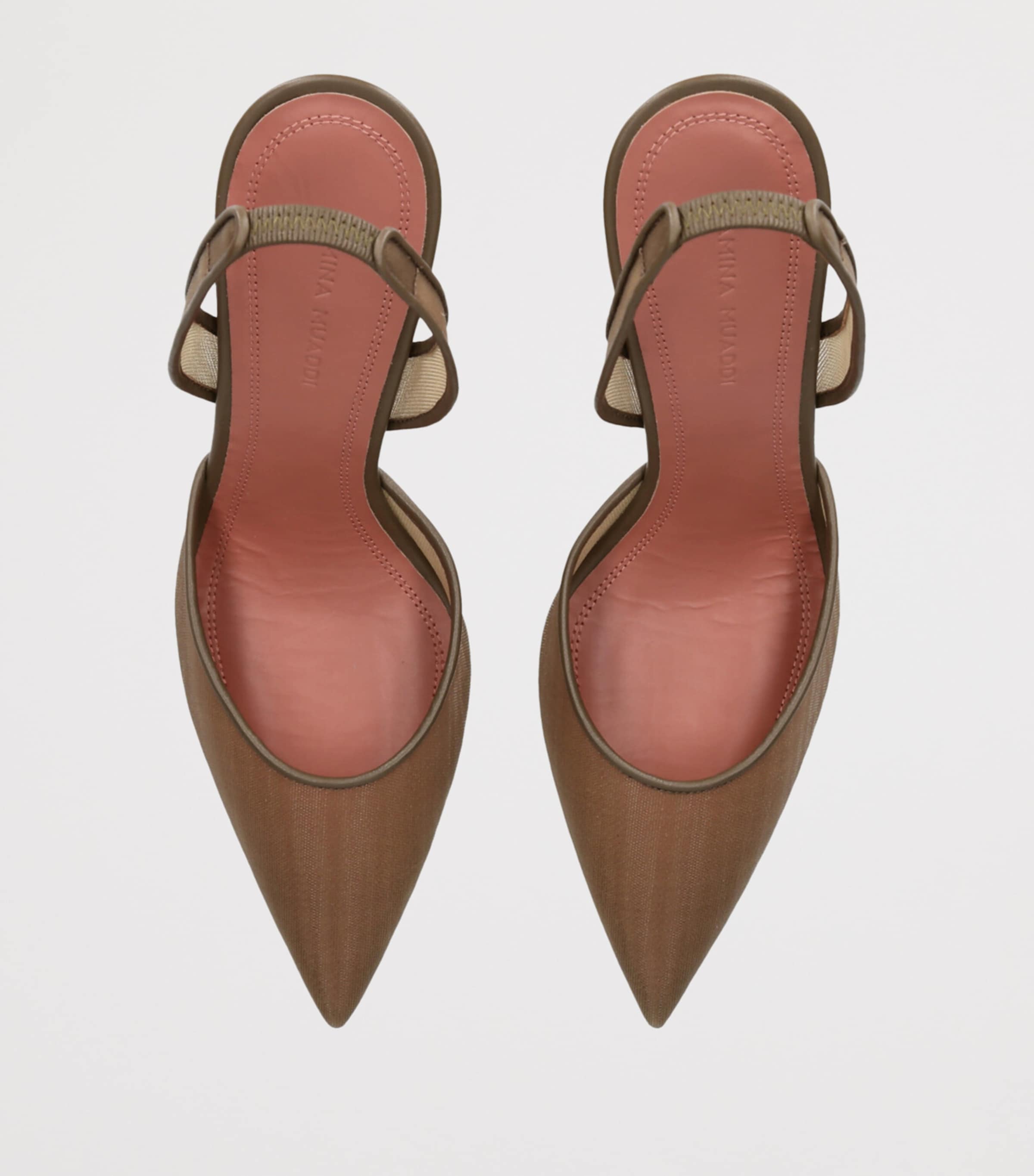 Amina Muaddi Mesh Holli Slingback Pumps 95 Taupe Image 4