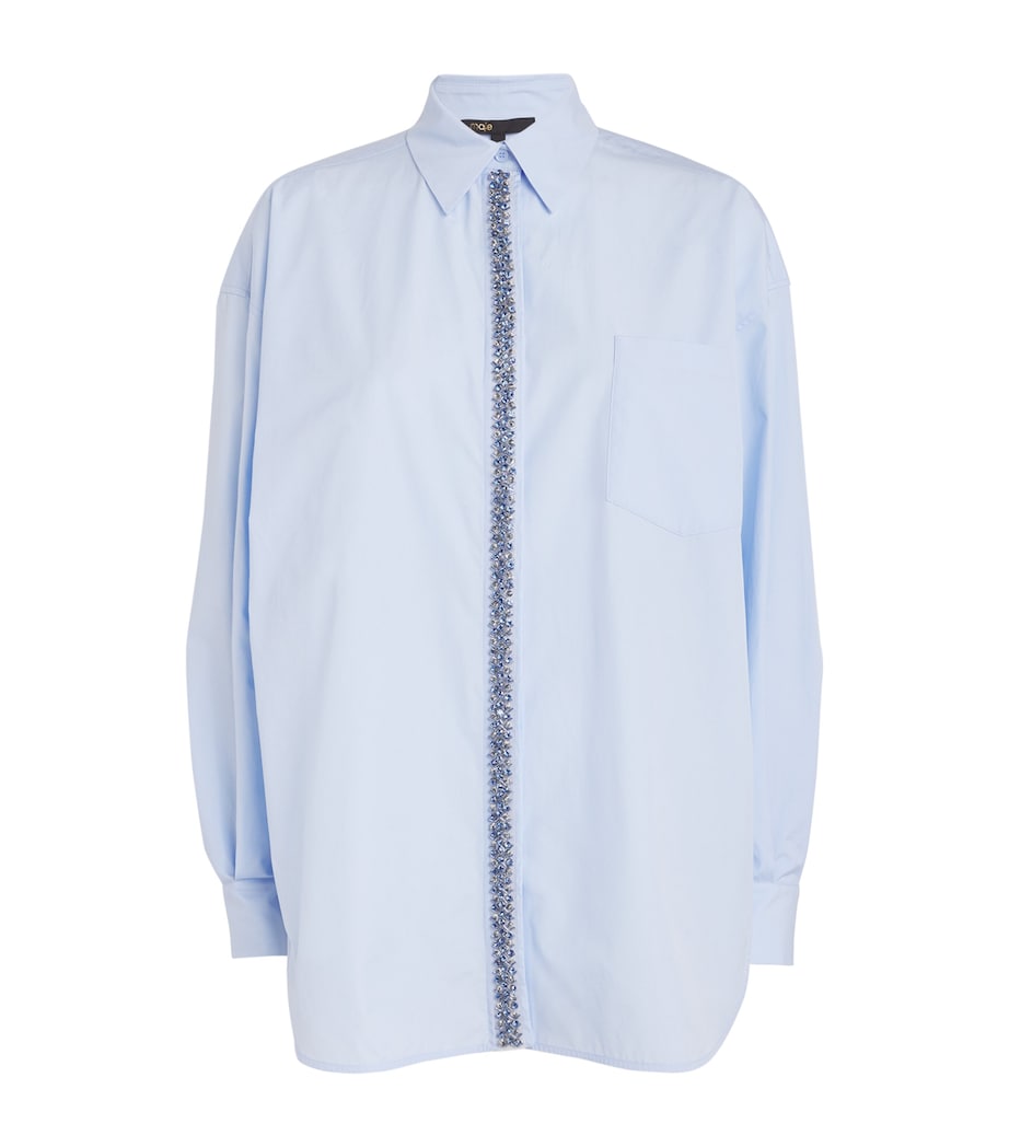 Cotton Crystal-Embellished Shirt BLUE Image 1