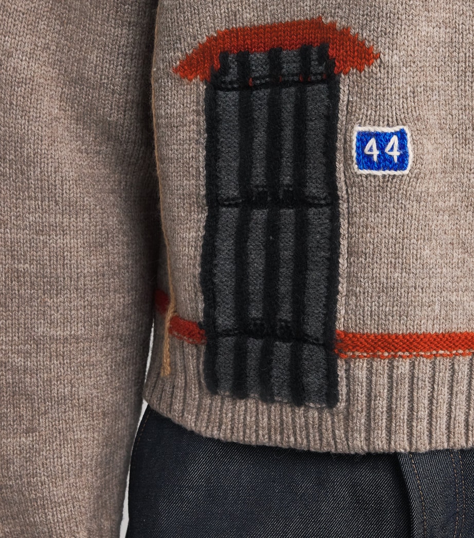 Wool Jacquard House Polo Sweater BEIGE MELANGE 133 Image 6