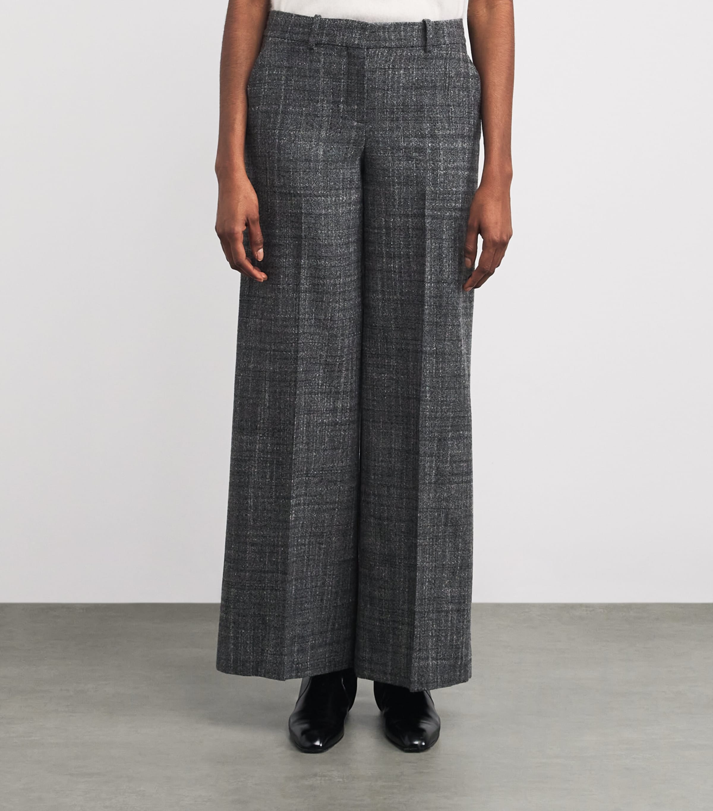 Wool-Blend Malfile Tailored Trousers CHARCOAL MULTI - QDY Image 3