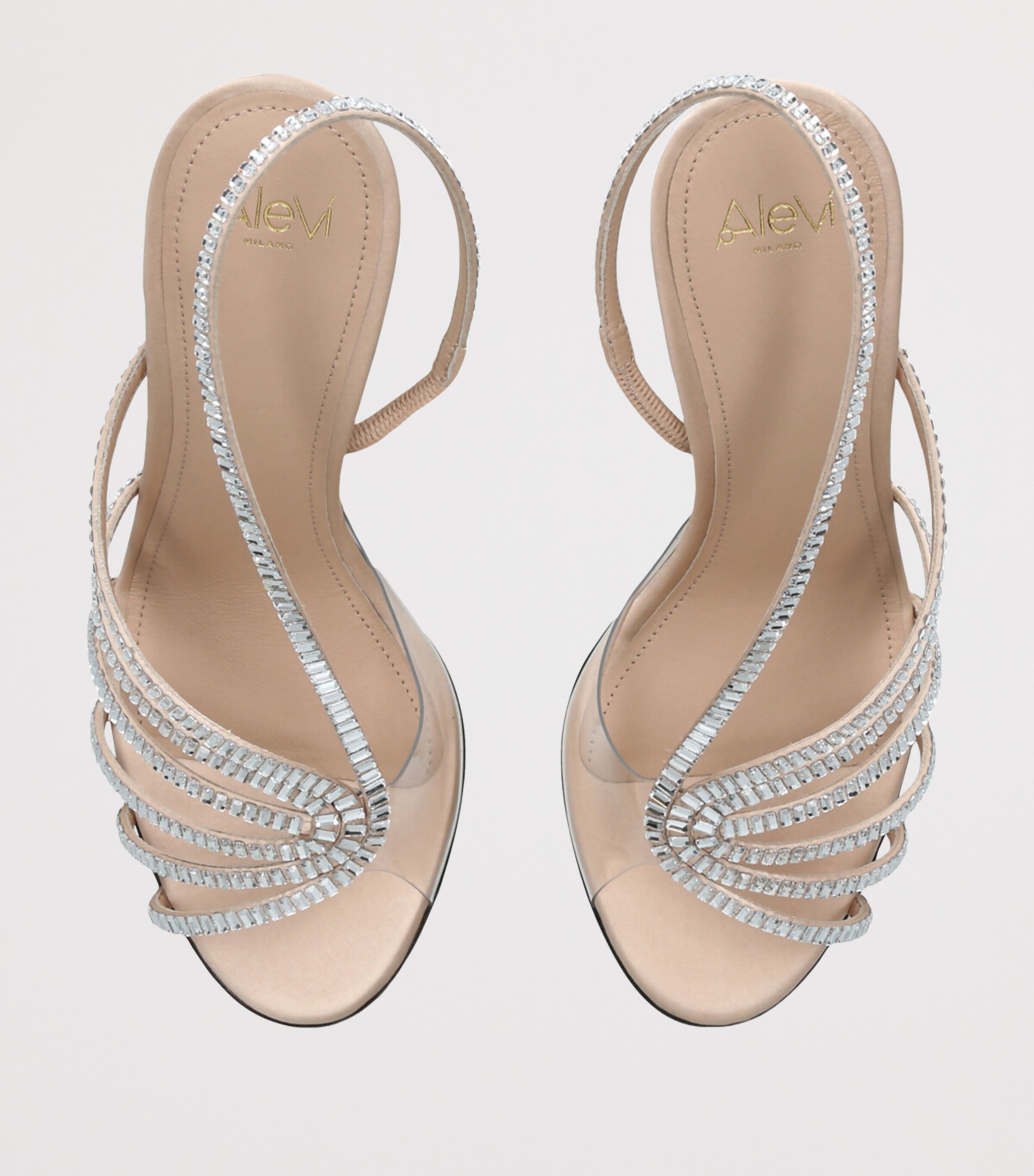 Alevì Satin Star Xtal Heeled Sandals 95 Silver Com Image 4