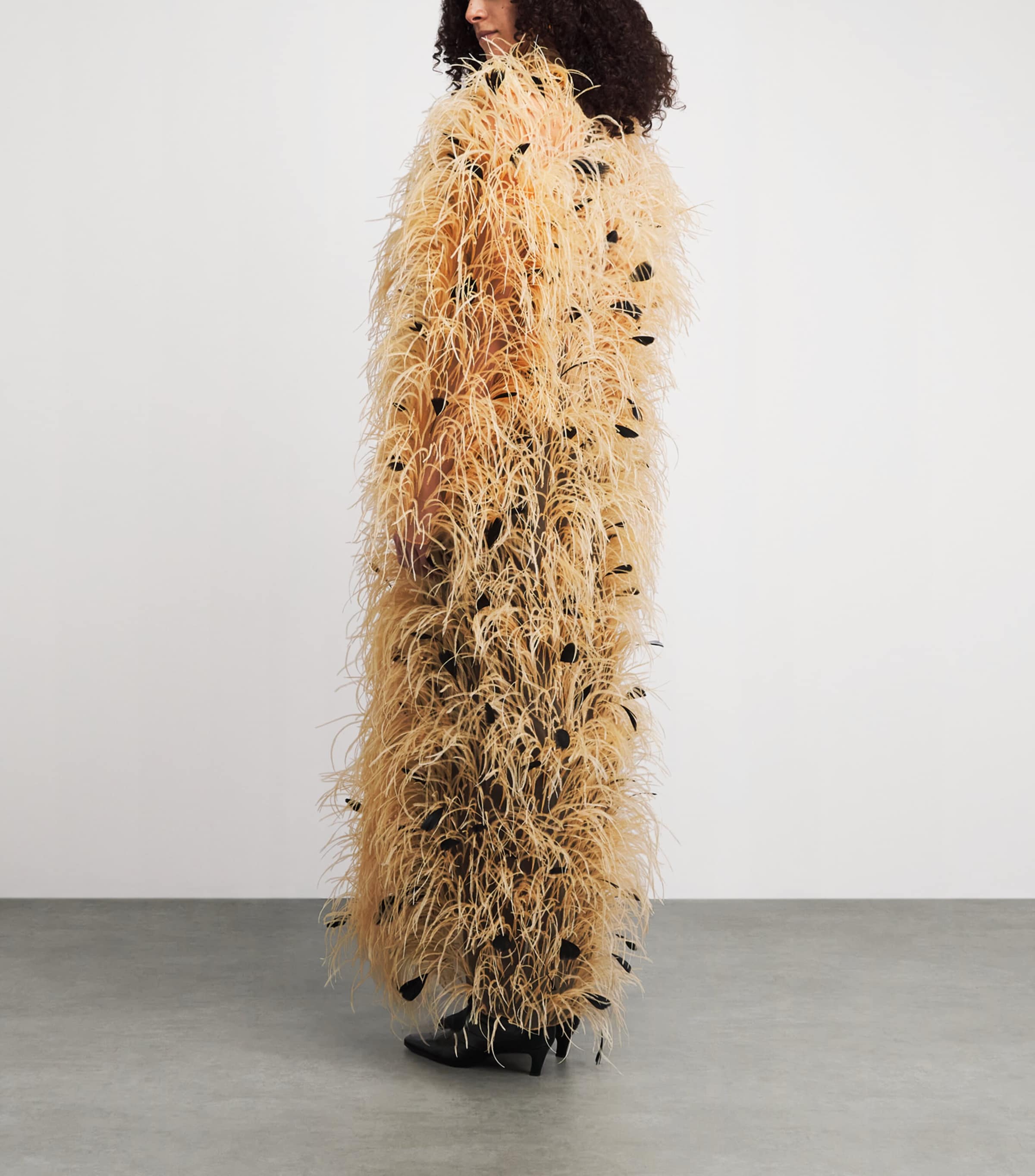 LAPOINTE Womens Embellished Feather Overcoat Honey Image 5