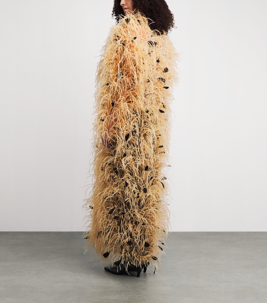 LAPOINTE Womens Embellished Feather Overcoat Honey Image 5