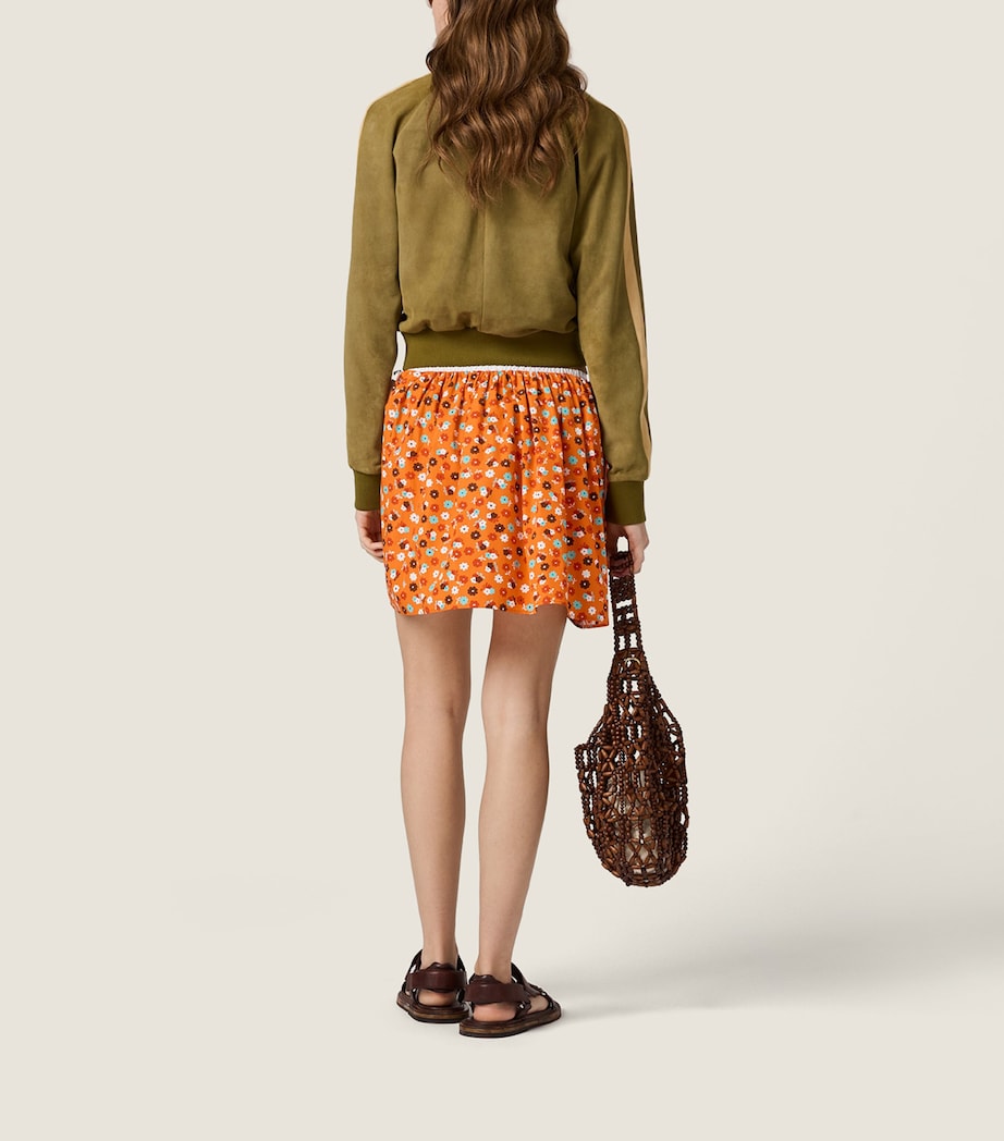 Miu Miu Womens Waxed Suede Stripe Track Jacket Green Image 3