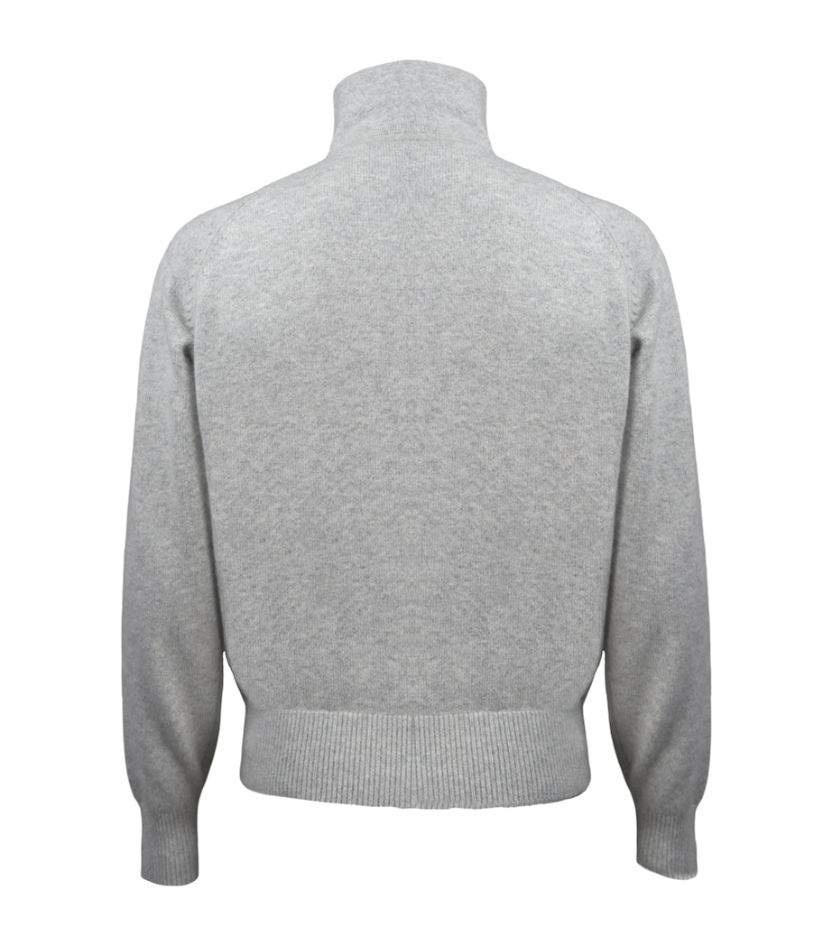 Alan Scott Mens Cashmere Quarter-Zip Sweater Silver Image 4