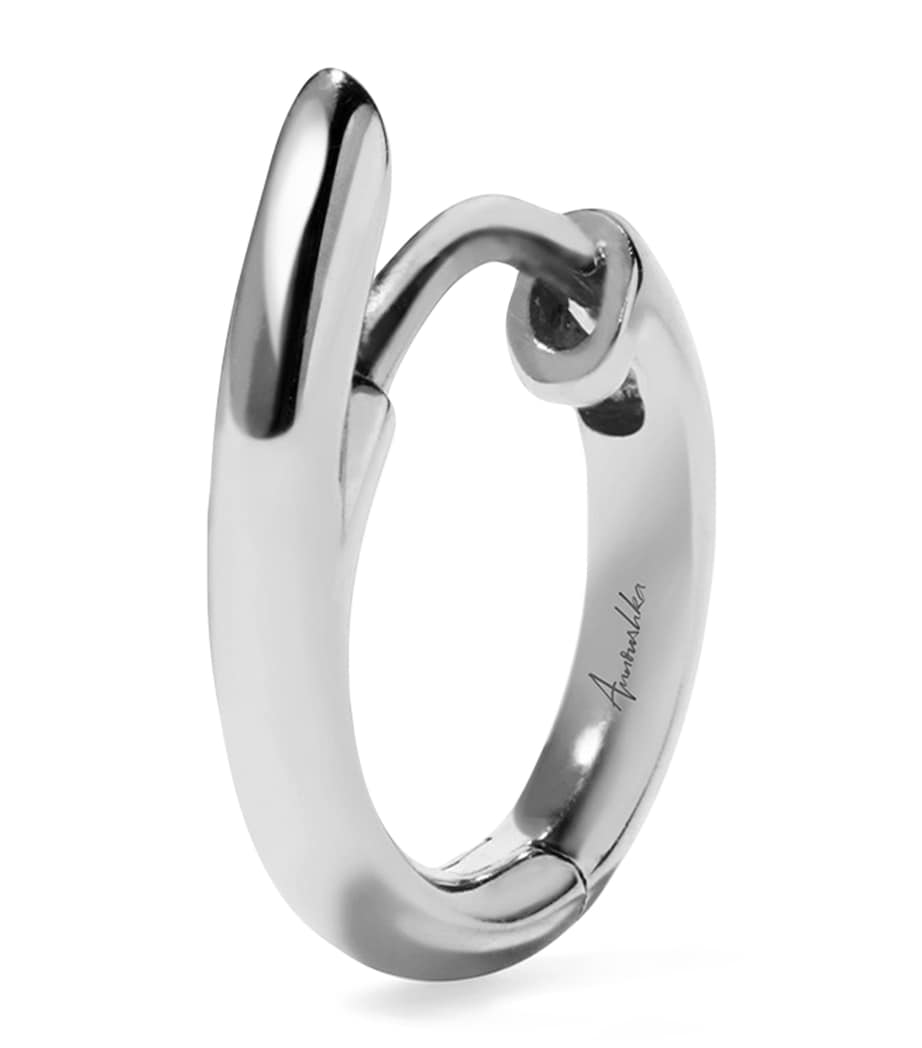 White Gold '6' Single Hoop Earring WHITE GOLD Image 1