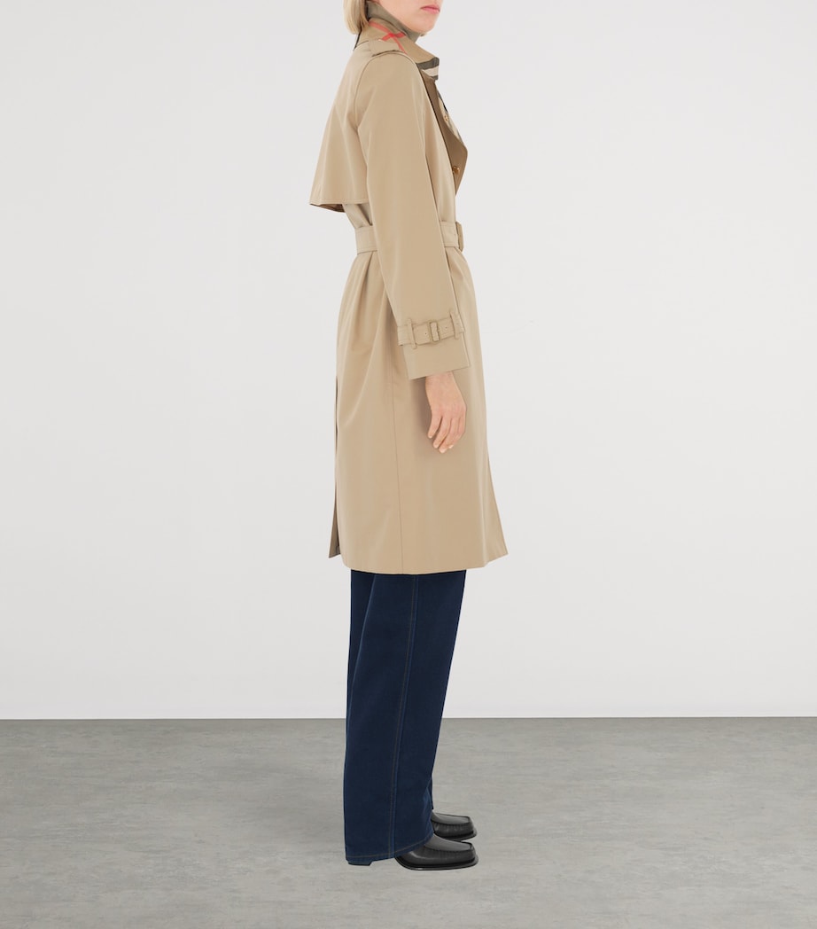 Cotton Check-Collar Trench Coat HONEY Image 4