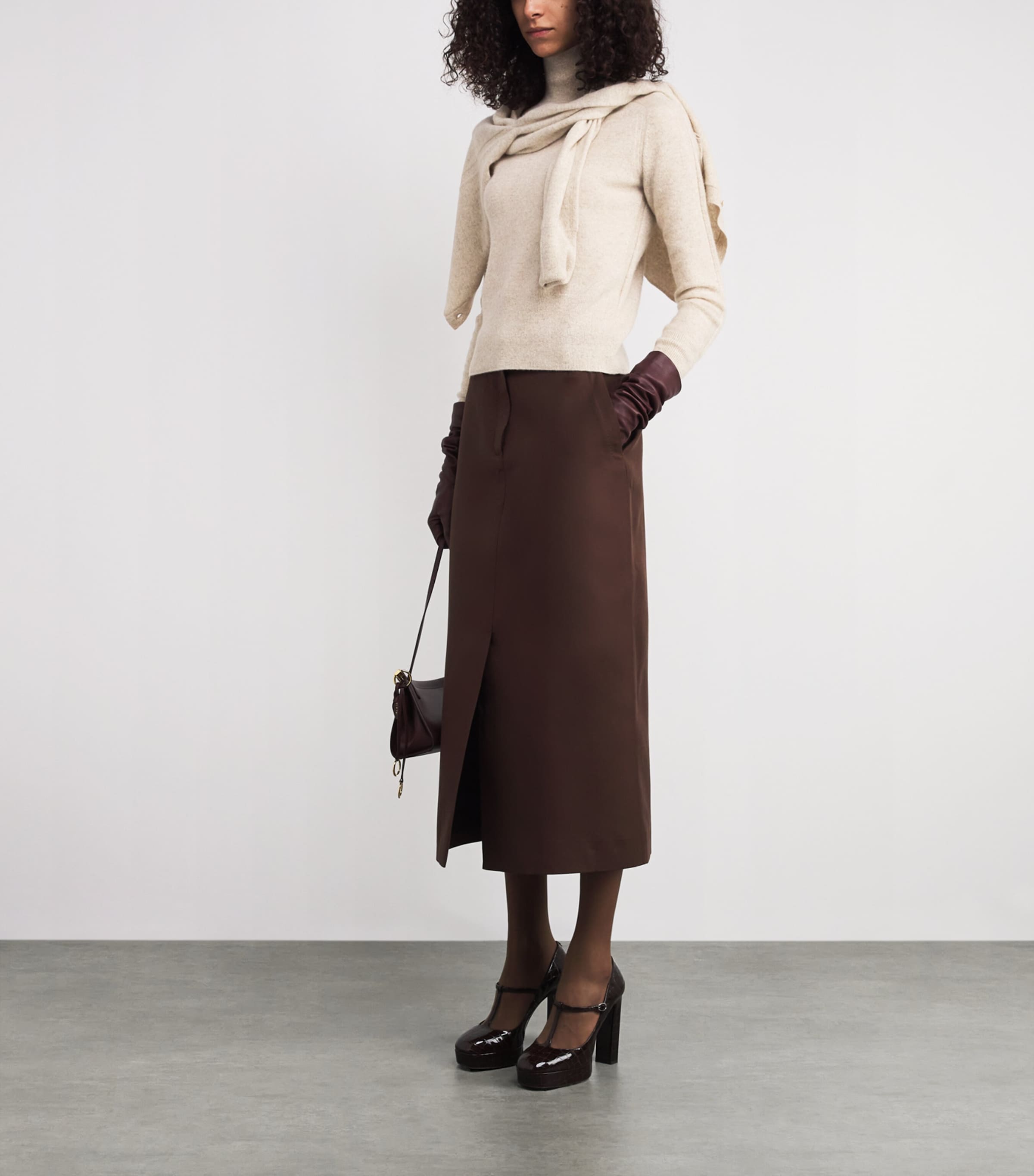 Cashmere Oxna Funnel-Neck Sweater POWDER Image 2