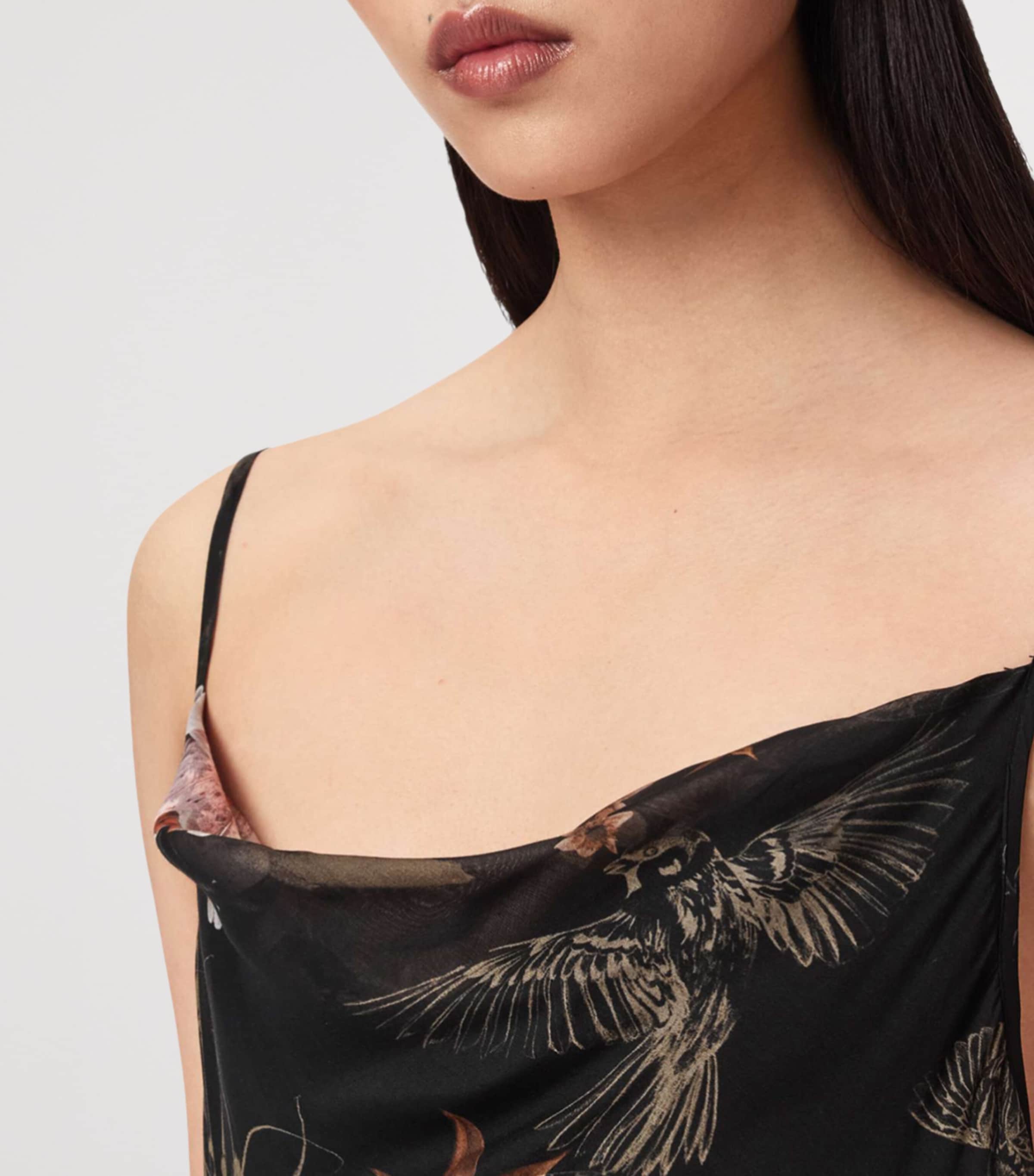 AllSaints Womens Floral Ruth Midi Dress Crystal Black Image 5