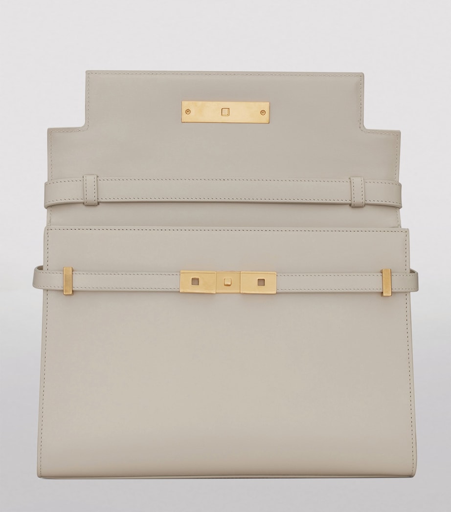 Saint Laurent Small Leather Canvas Manhattan Tote Bag Image 4