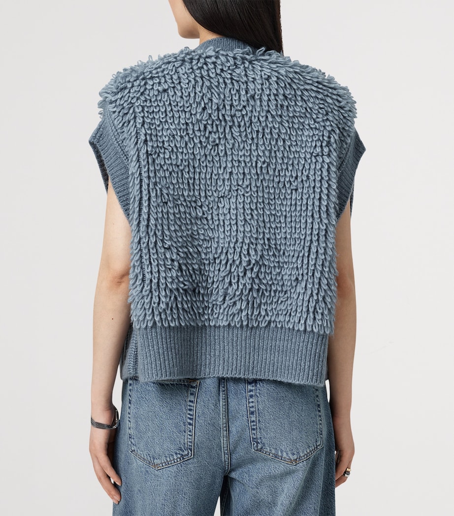 Wool-Blend Open-Front Elias Gilet SLATE BLUE Image 6