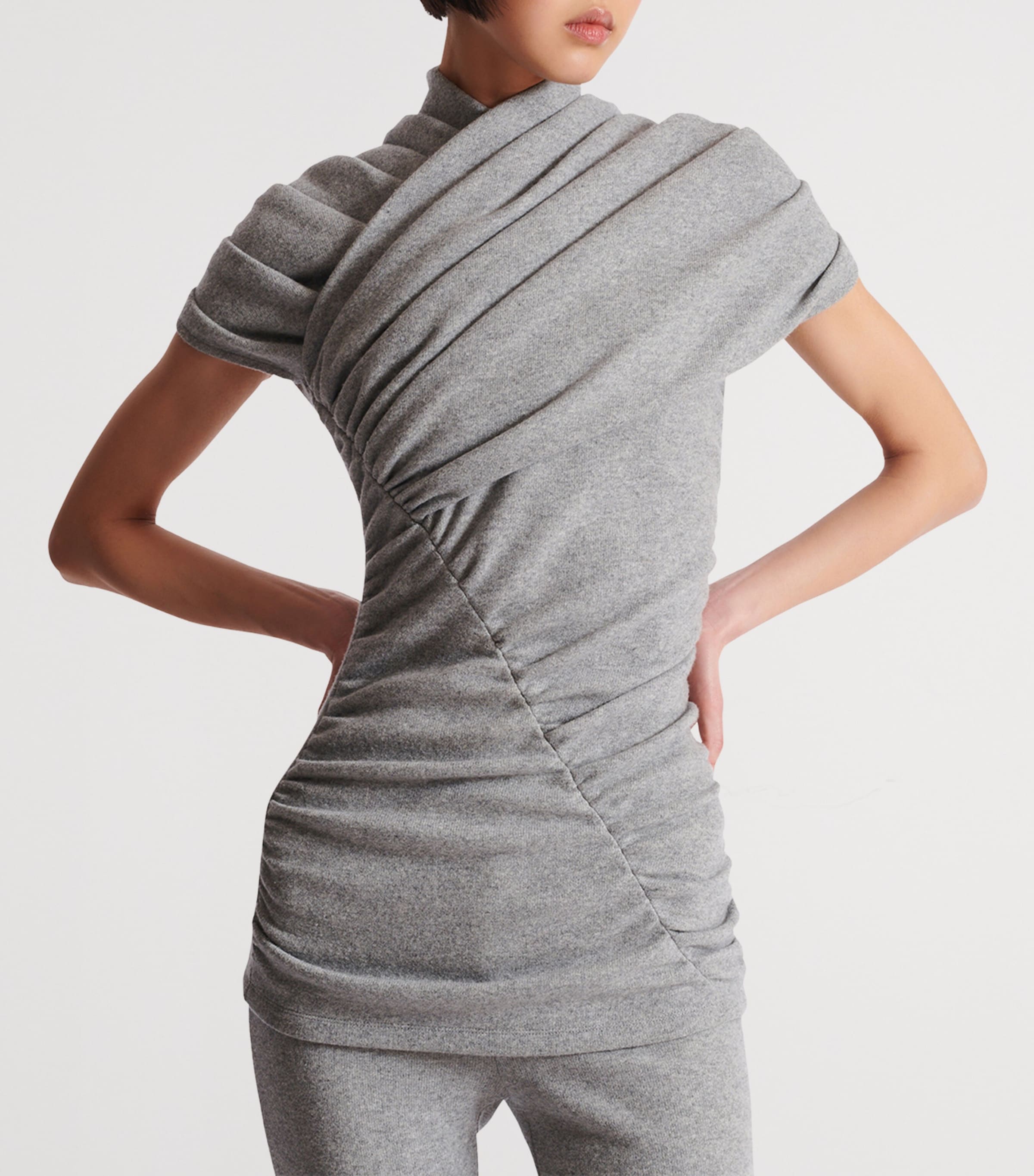 Draped Knit Top 9AD GRIS CHIN ECLAIR Image 3