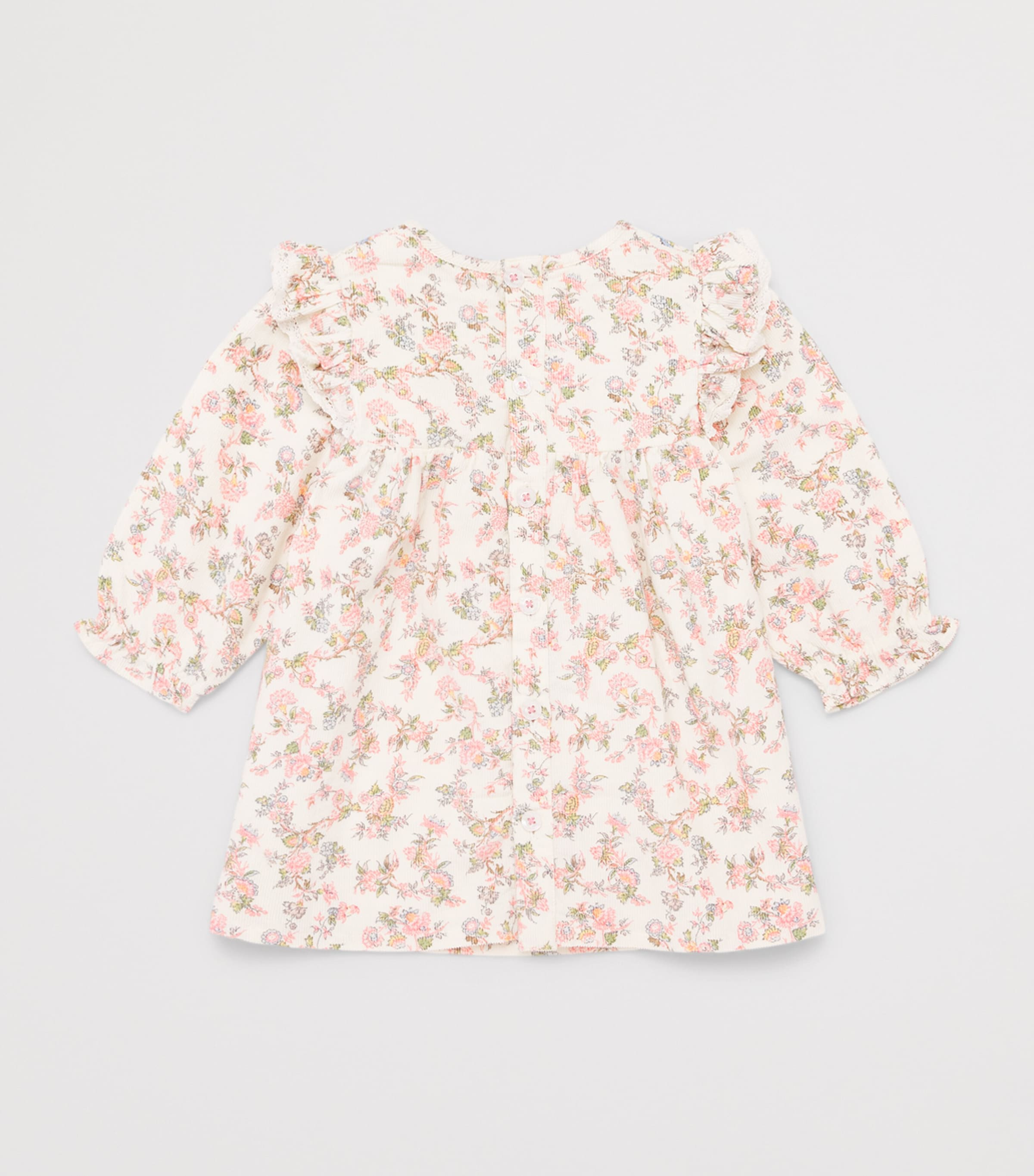 Louise Misha Cotton Floral Saralou Dress (6-24 Months) Cream Carnation Vale Image 2