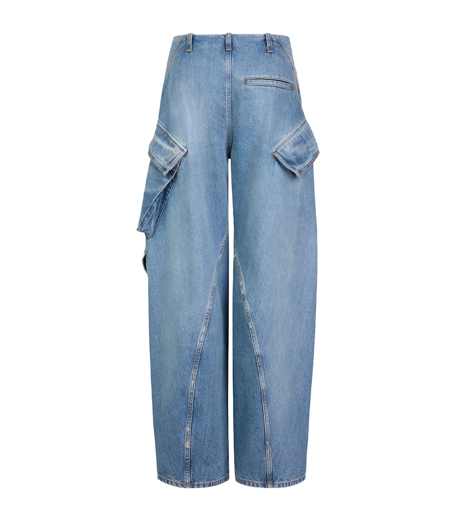 Alaïa Womens Cargo Relaxed Jeans Faded Blue Image 2