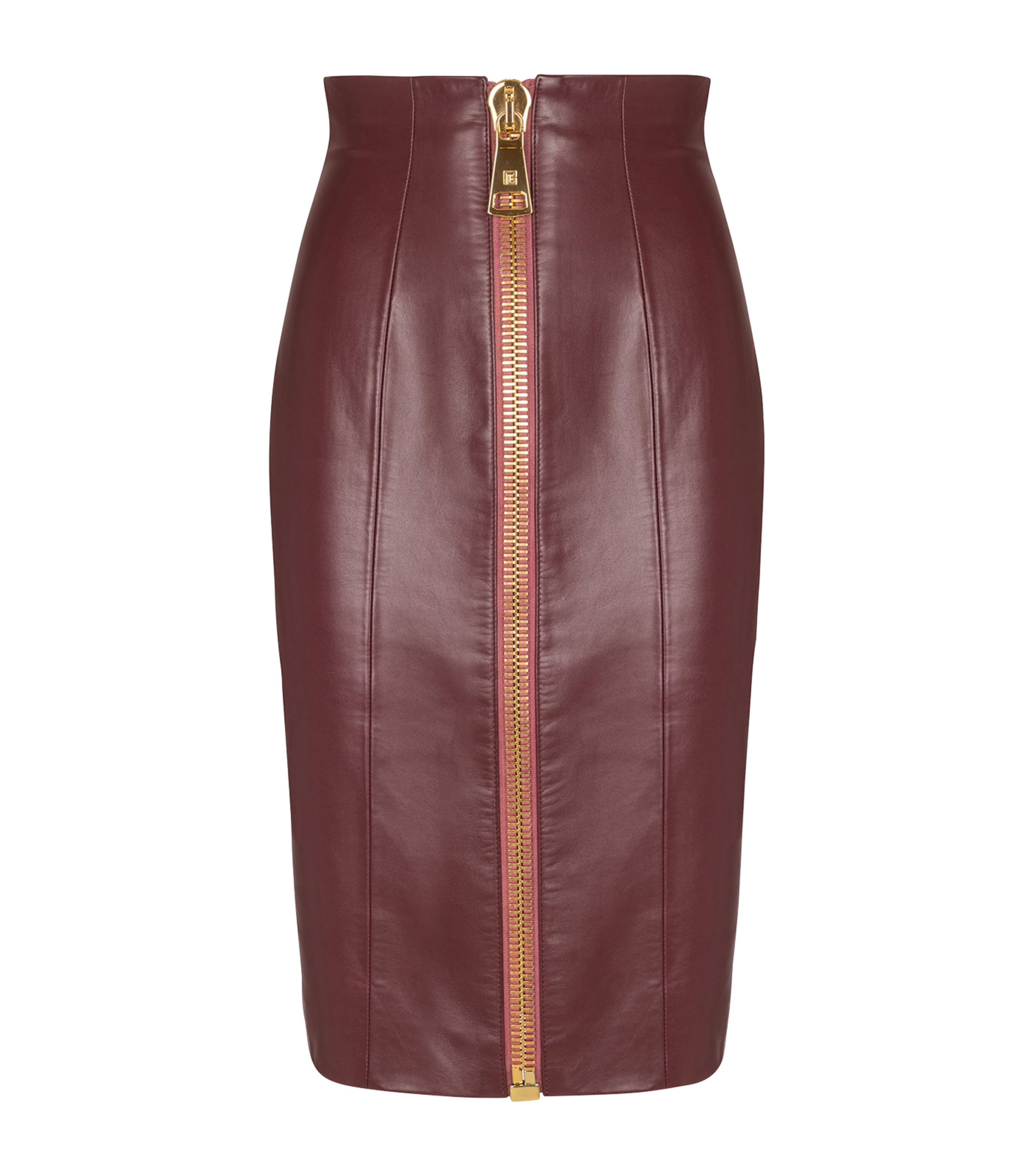 Lambskin Zip-Up Pencil Skirt 3AR AUBERGINE Image 1