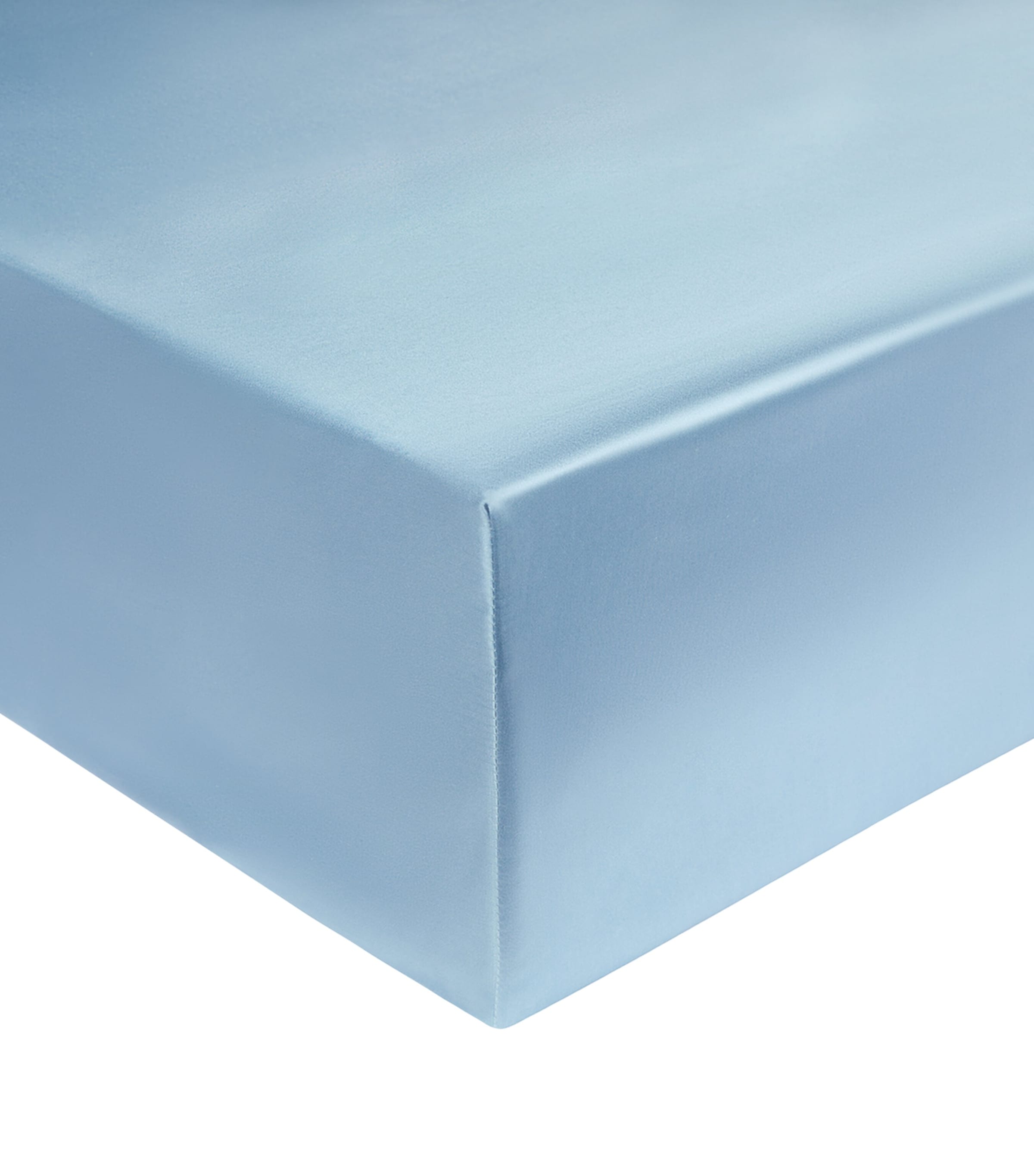 Gingerlily Silk Super King Fitted Sheet (180cm x 200cm) Smmrhll Blue & Ivory Image 1
