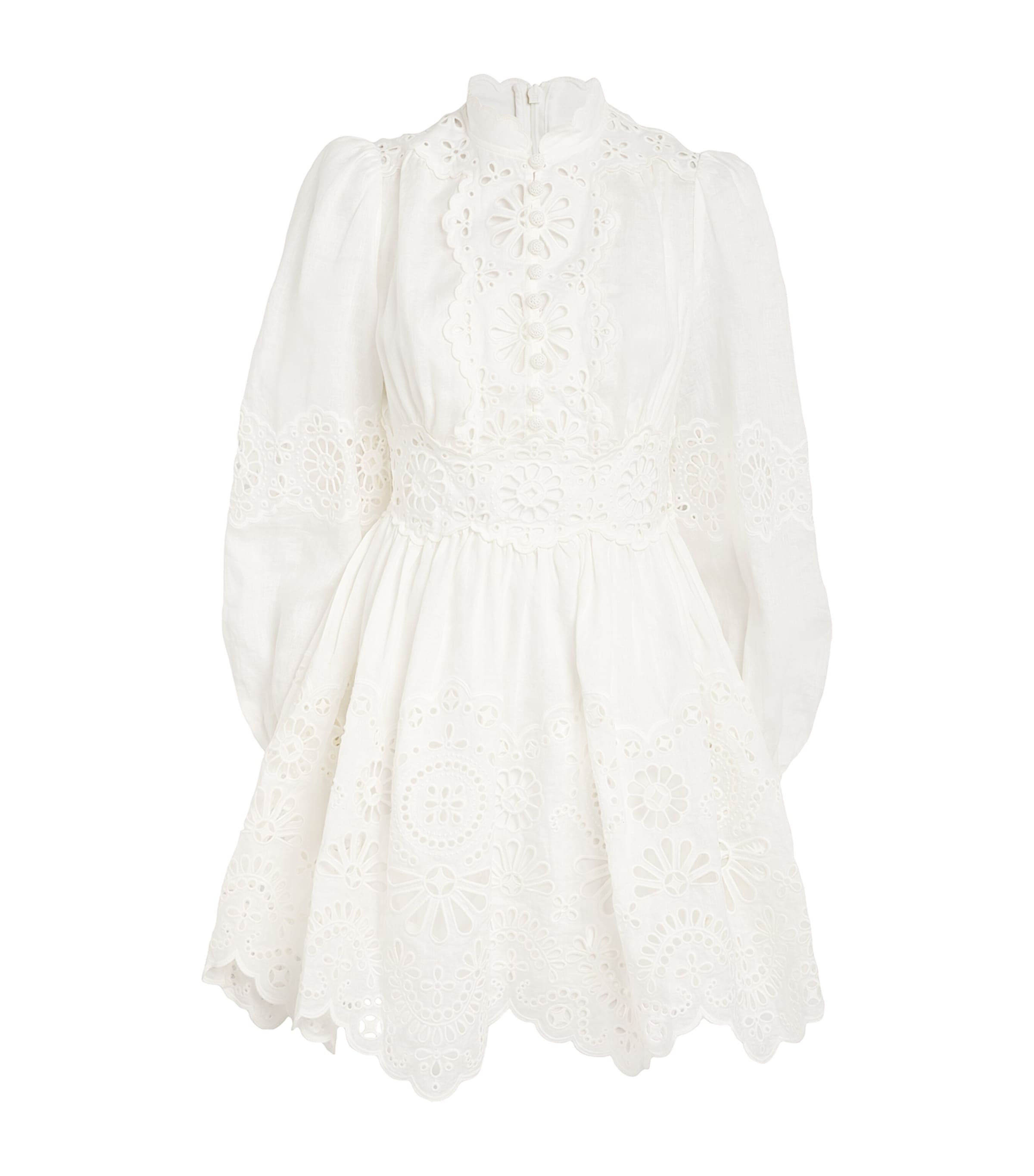 Zimmermann Acacia Broderie Mini Dress Ivory In White