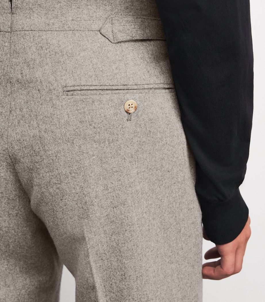 Wool Flannel Pleated Trousers GREY Image 6