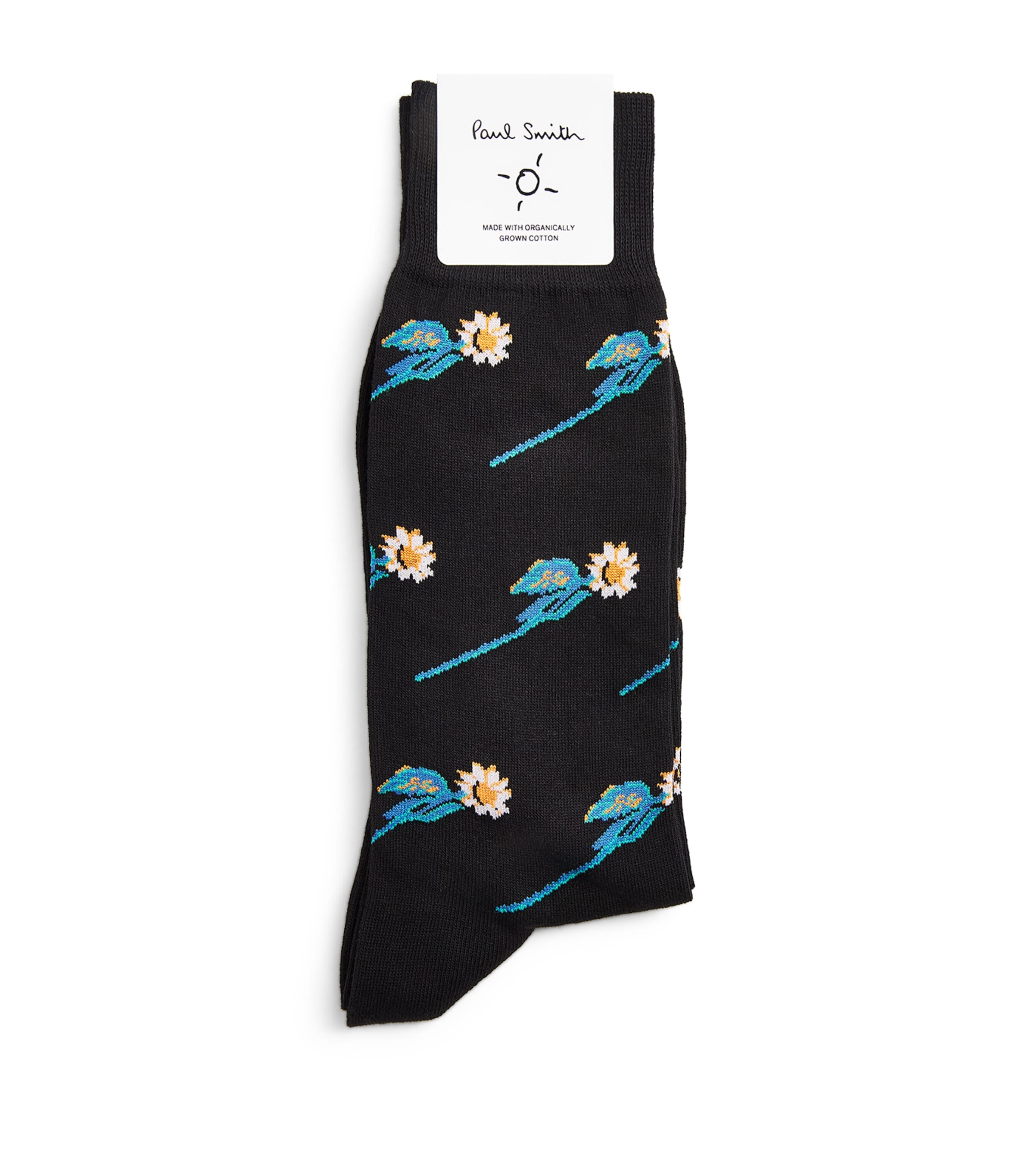 Paul Smith Cotton-blend Flower Stem Socks In Black