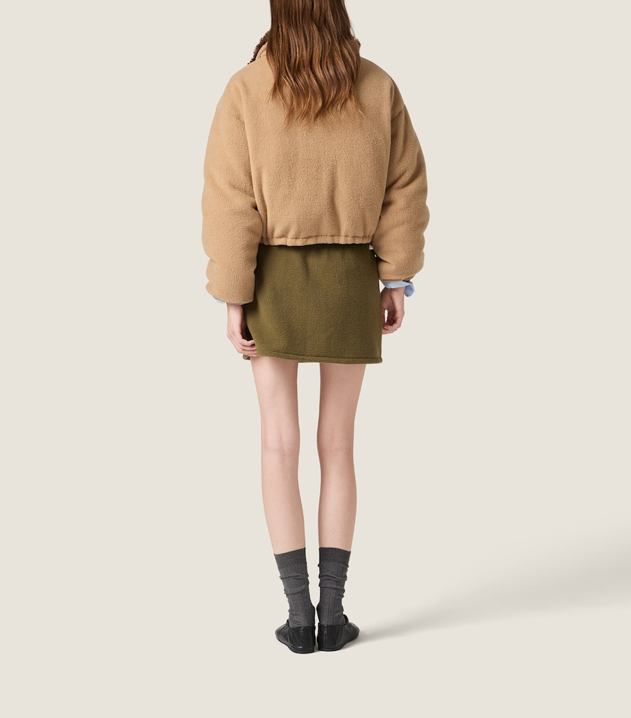 Miu Miu Womens Teddy Funnel-Neck Puffer Jacket Brown Image 3