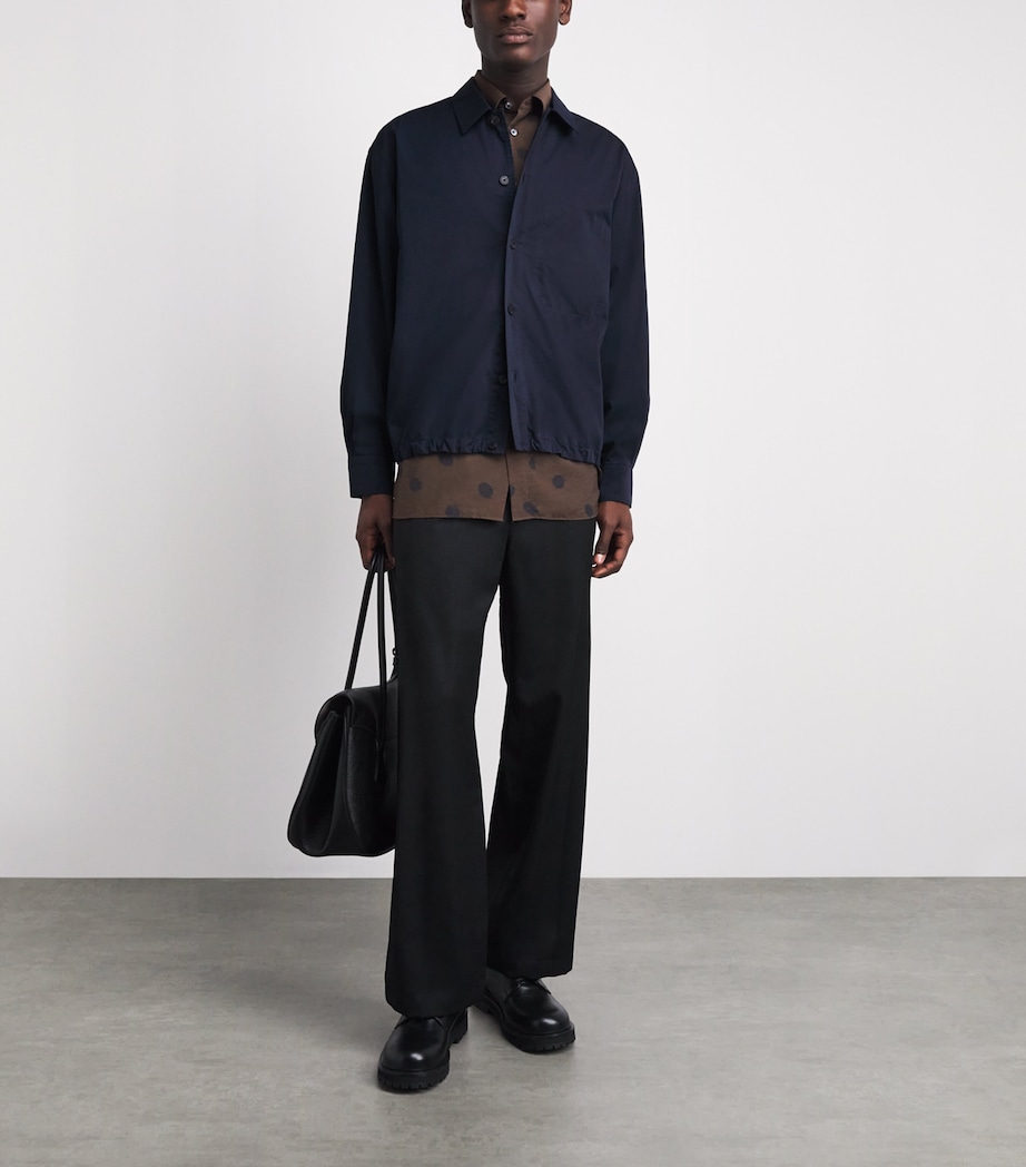 Le 17 Septembre Mens Drawstring-Hem Overshirt Navy Image 2