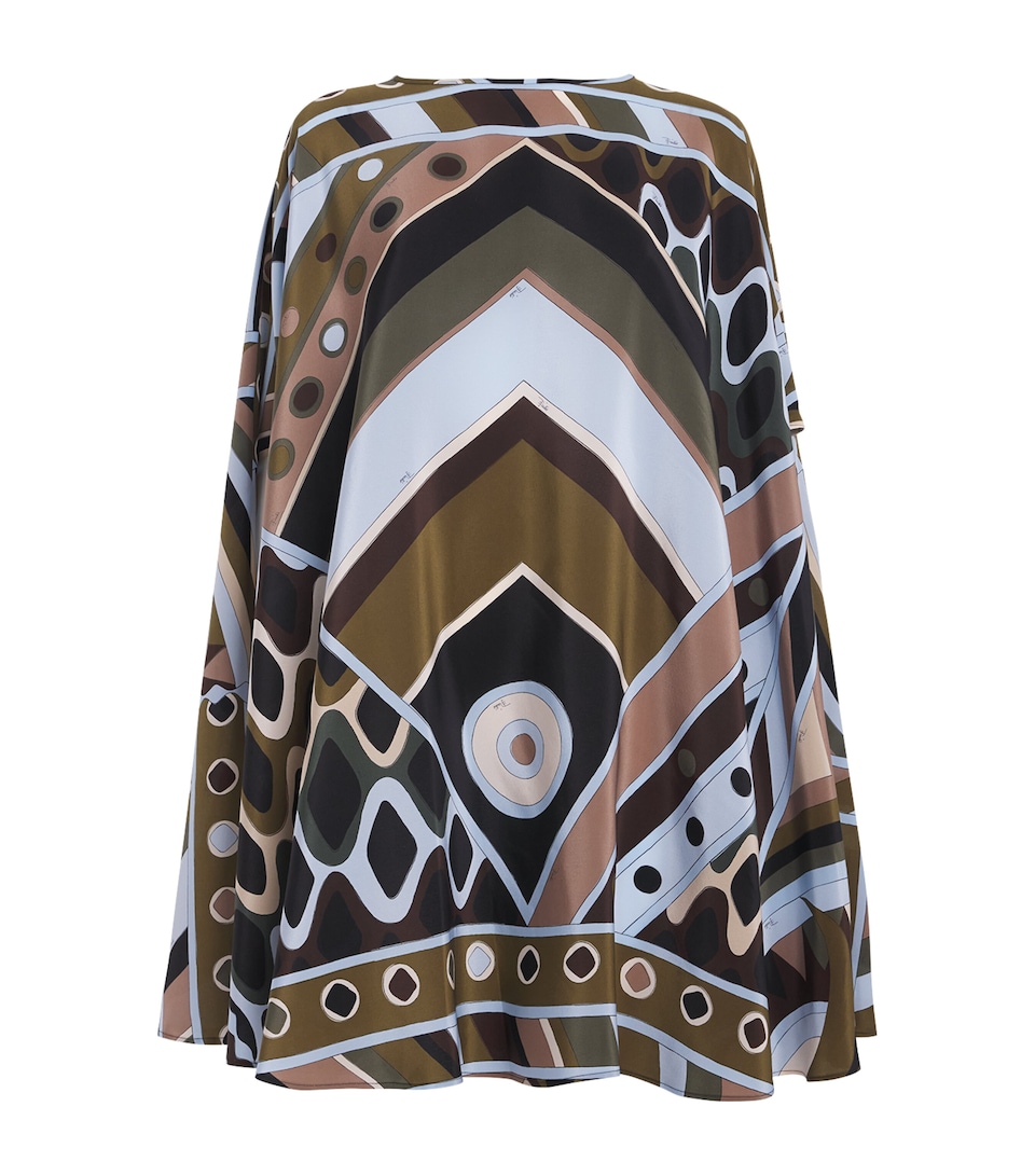PUCCI Silk Vivara Kaftan Cape Khaki