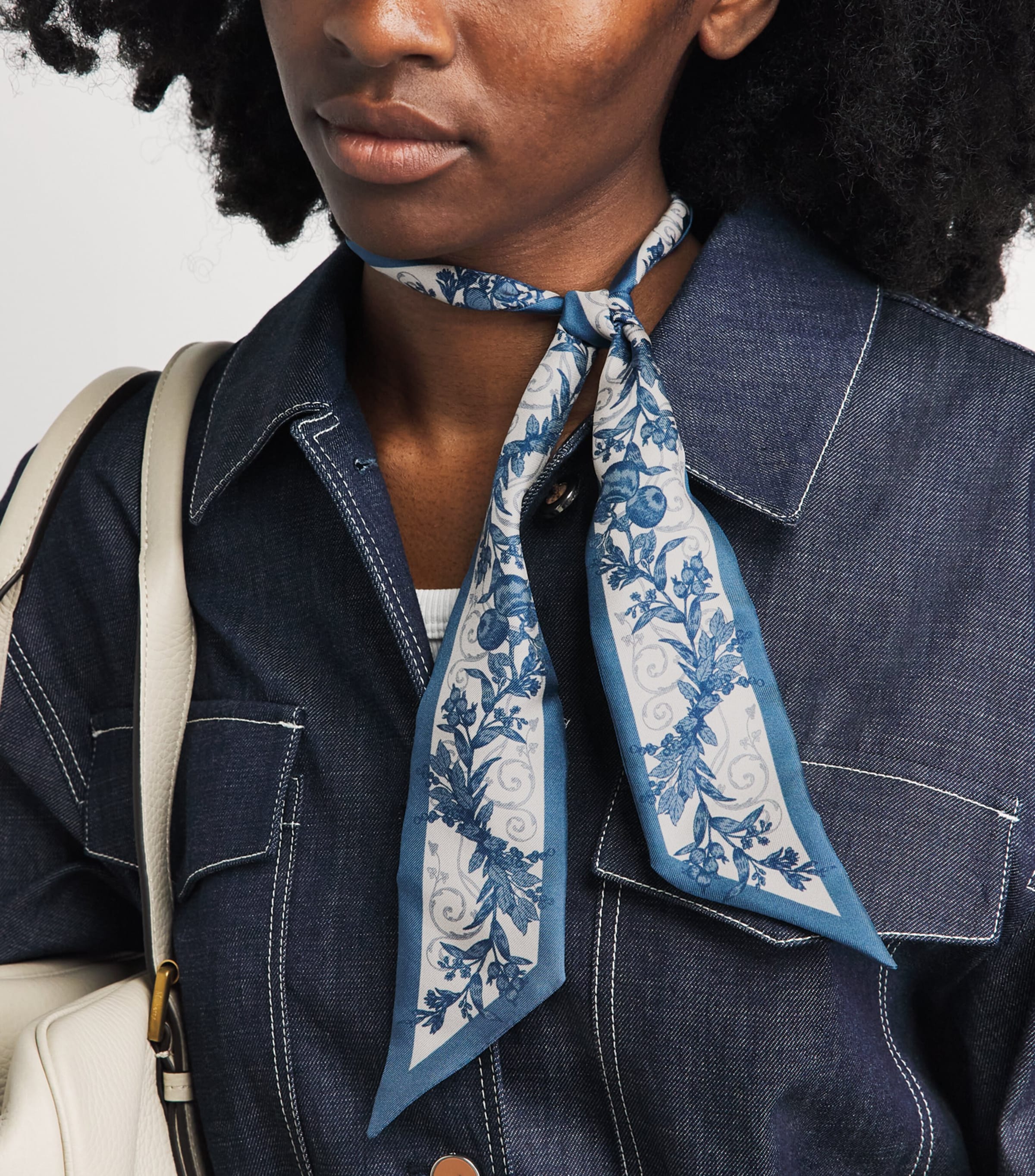 Harrods Silk Menagerie Print Scarf Blue Image 2