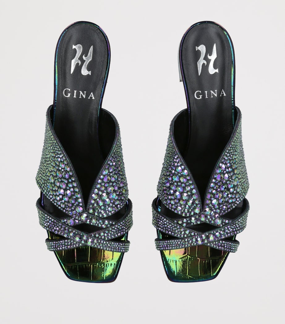 Leather Croc-Embossed Stevie Mules 35 PETROL Image 4