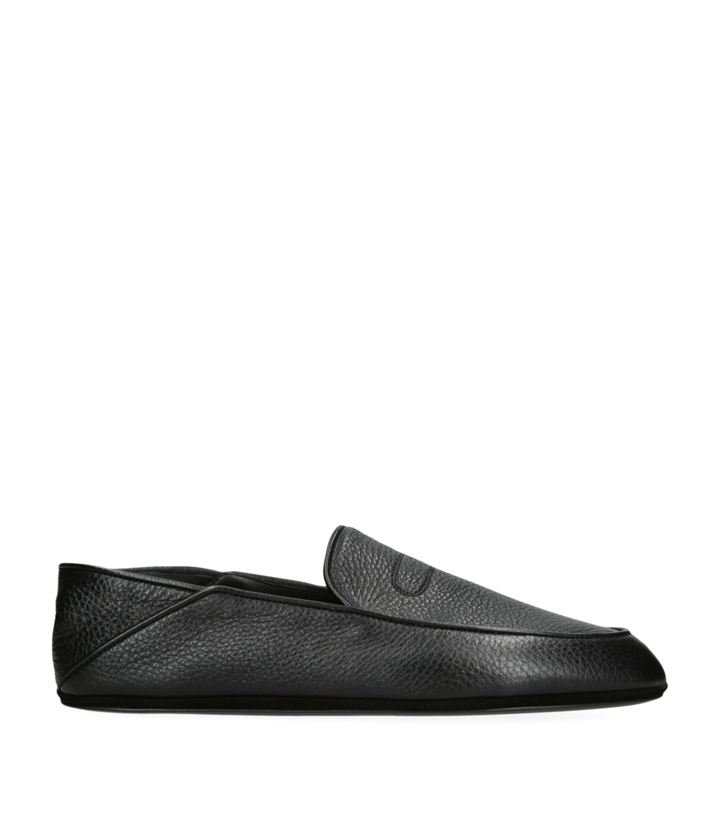 John Lobb Leather Kingston Ii Slippers In Black