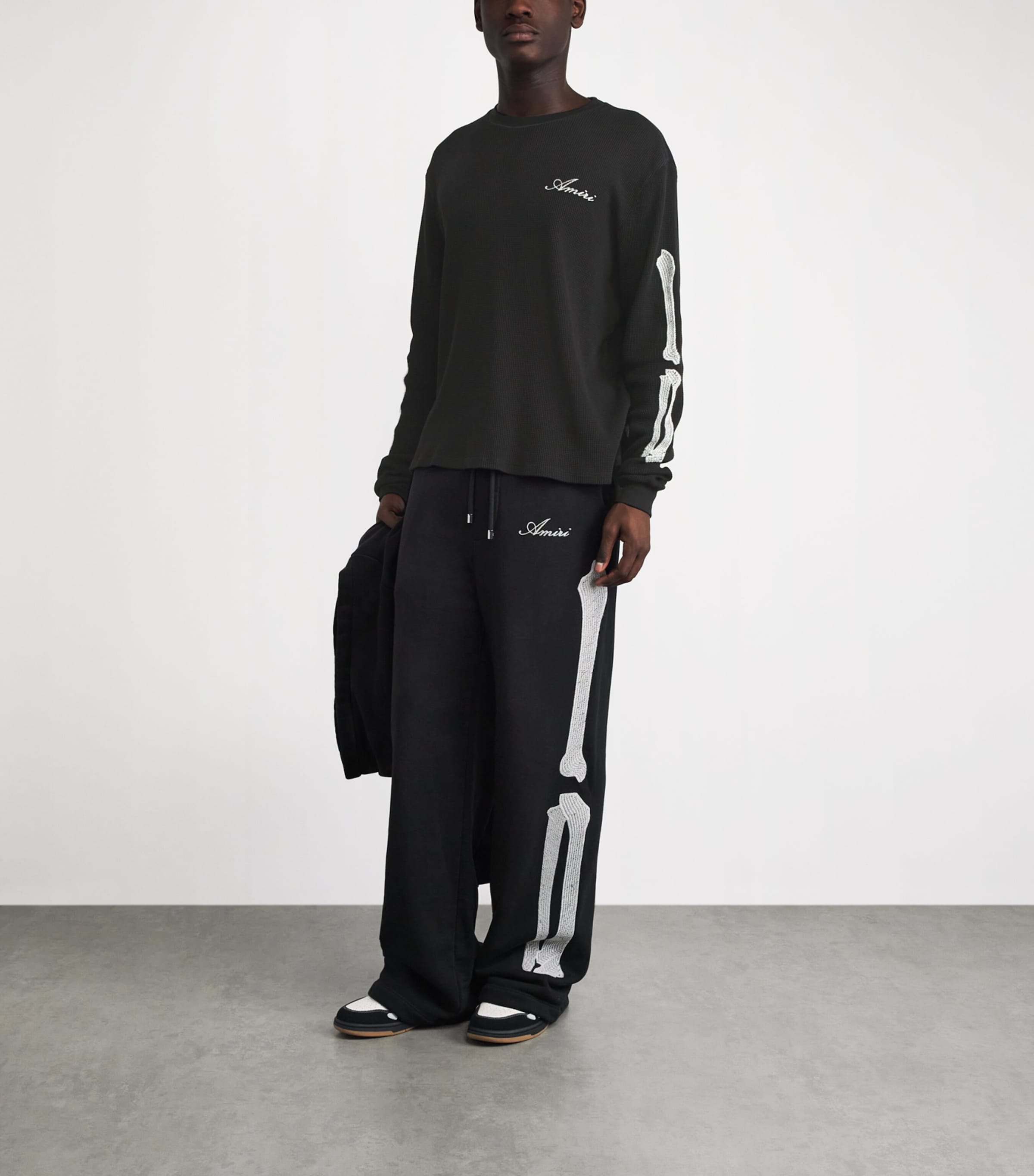 AMIRI Mens Cotton Long-Sleeve Bones T-Shirt Black Image 2