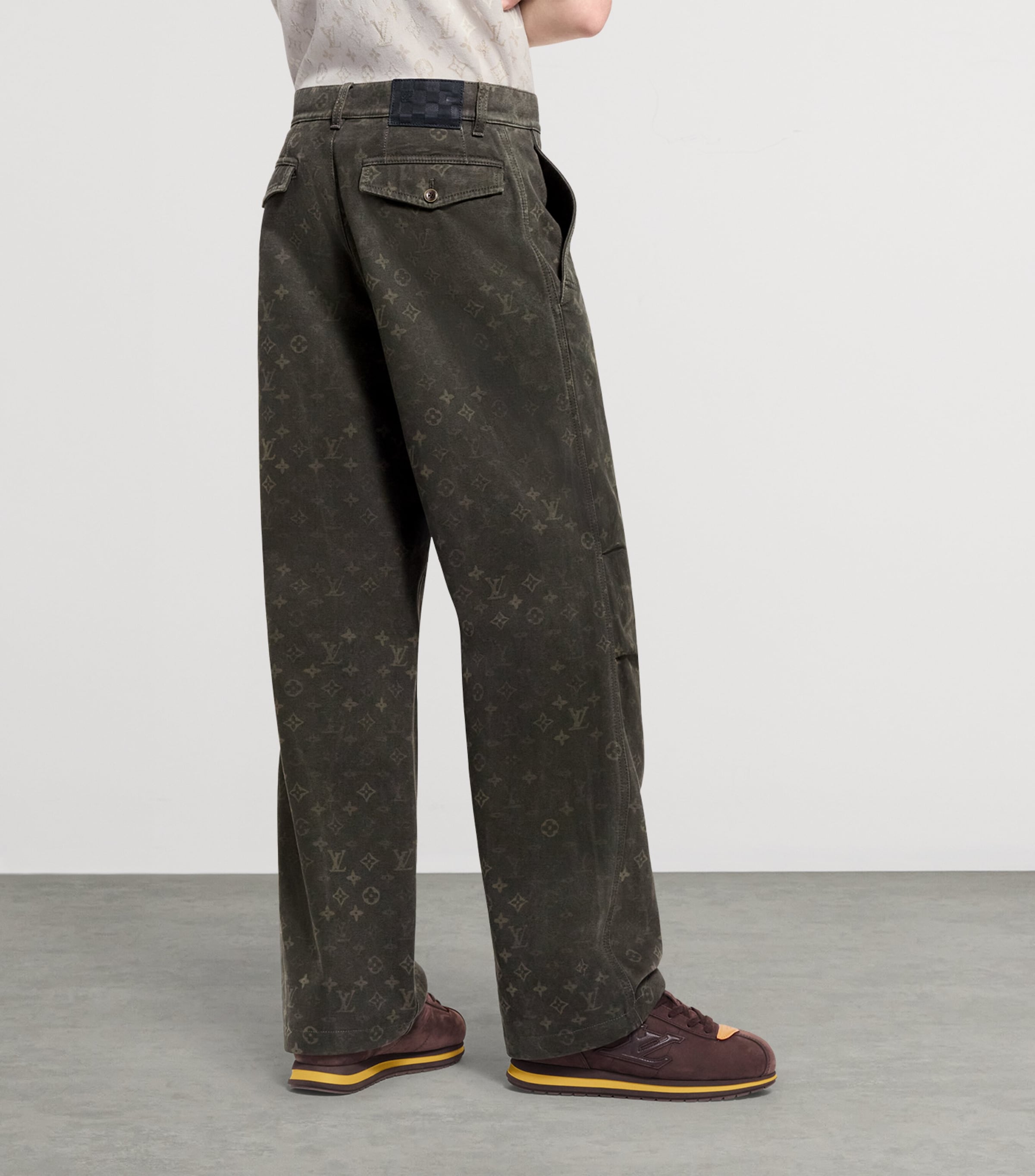 Waxed Denim Trousers DARK KHAKI GREEN Image 3