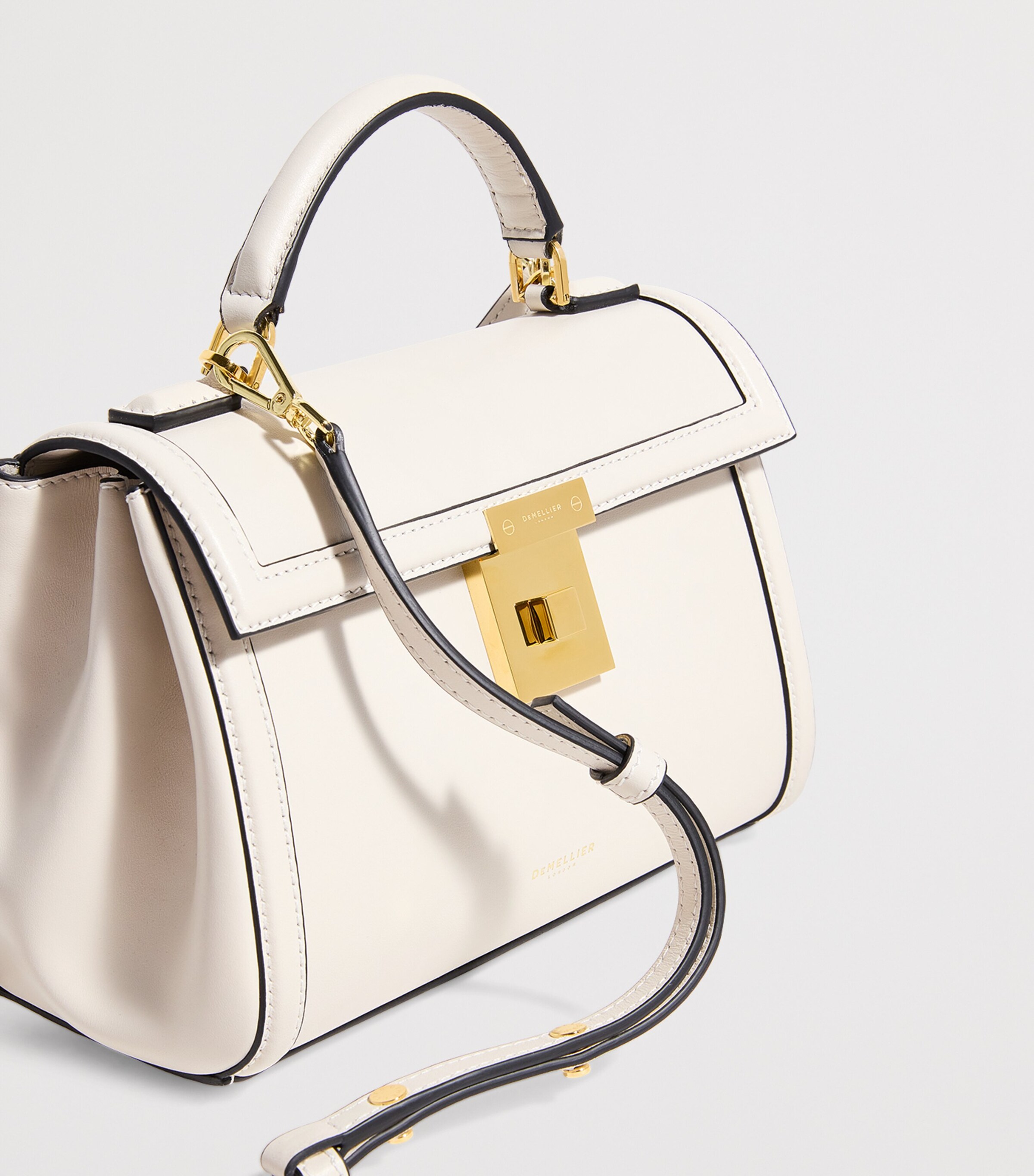 Demellier Leather Paris Top-Handle Bag Off White W/be Image 4