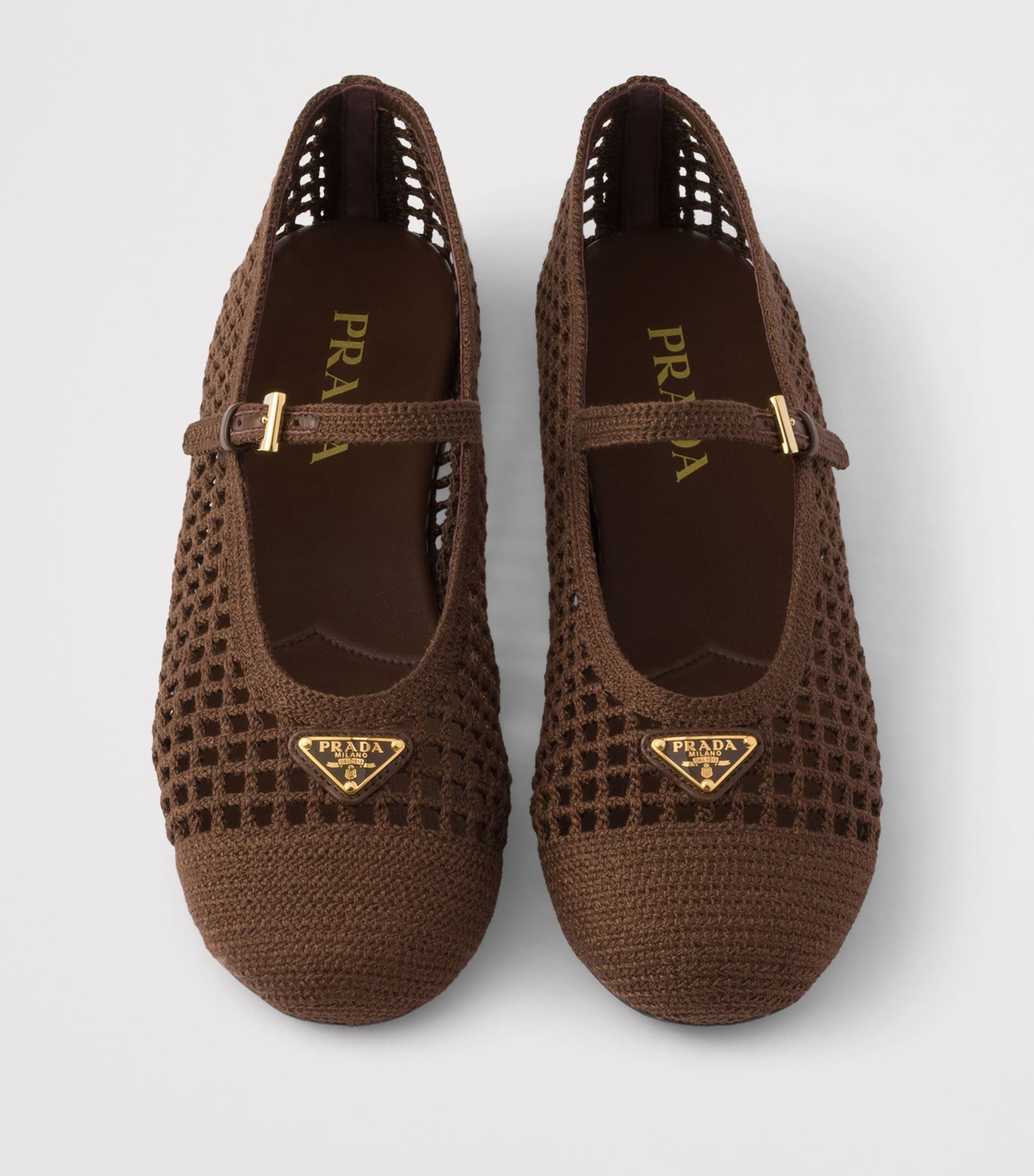 Prada Crochet Triangle Ballet Flats Brown Image 3