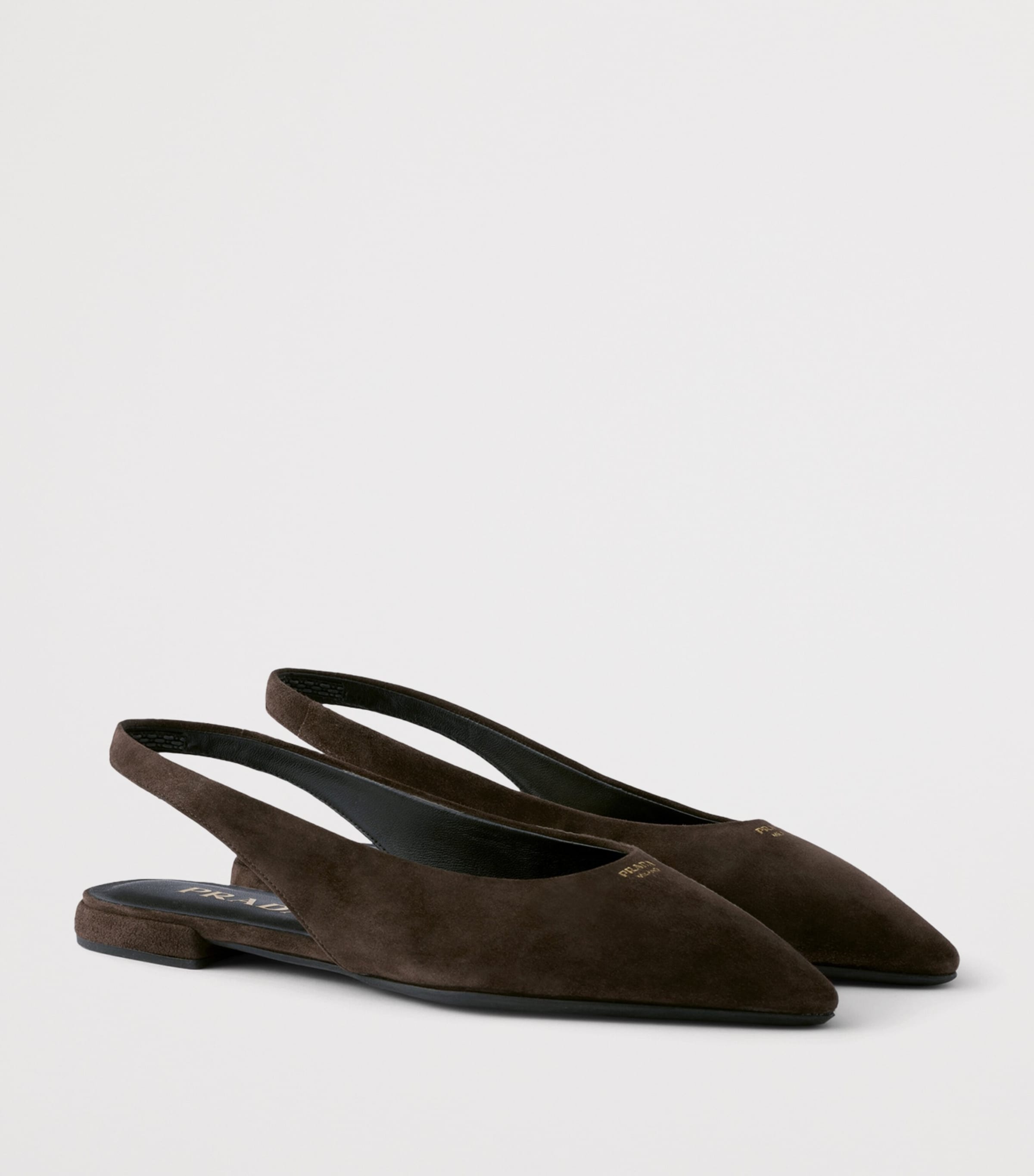 Prada Womens Suede Slingback Flats Brown Image 2