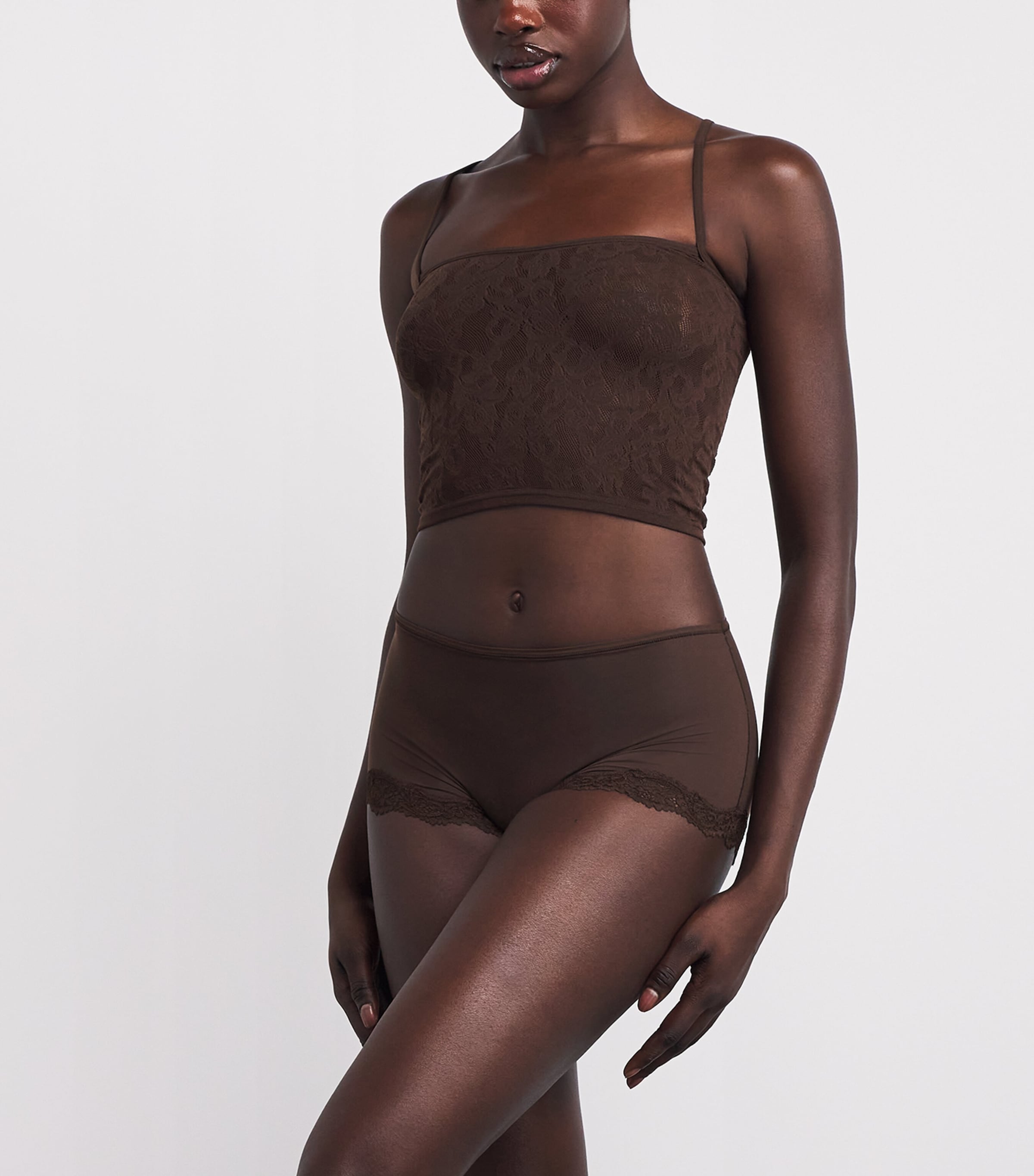 Lace-Trim Fits Everybody Boyshort Briefs ESPRESSO Image 2