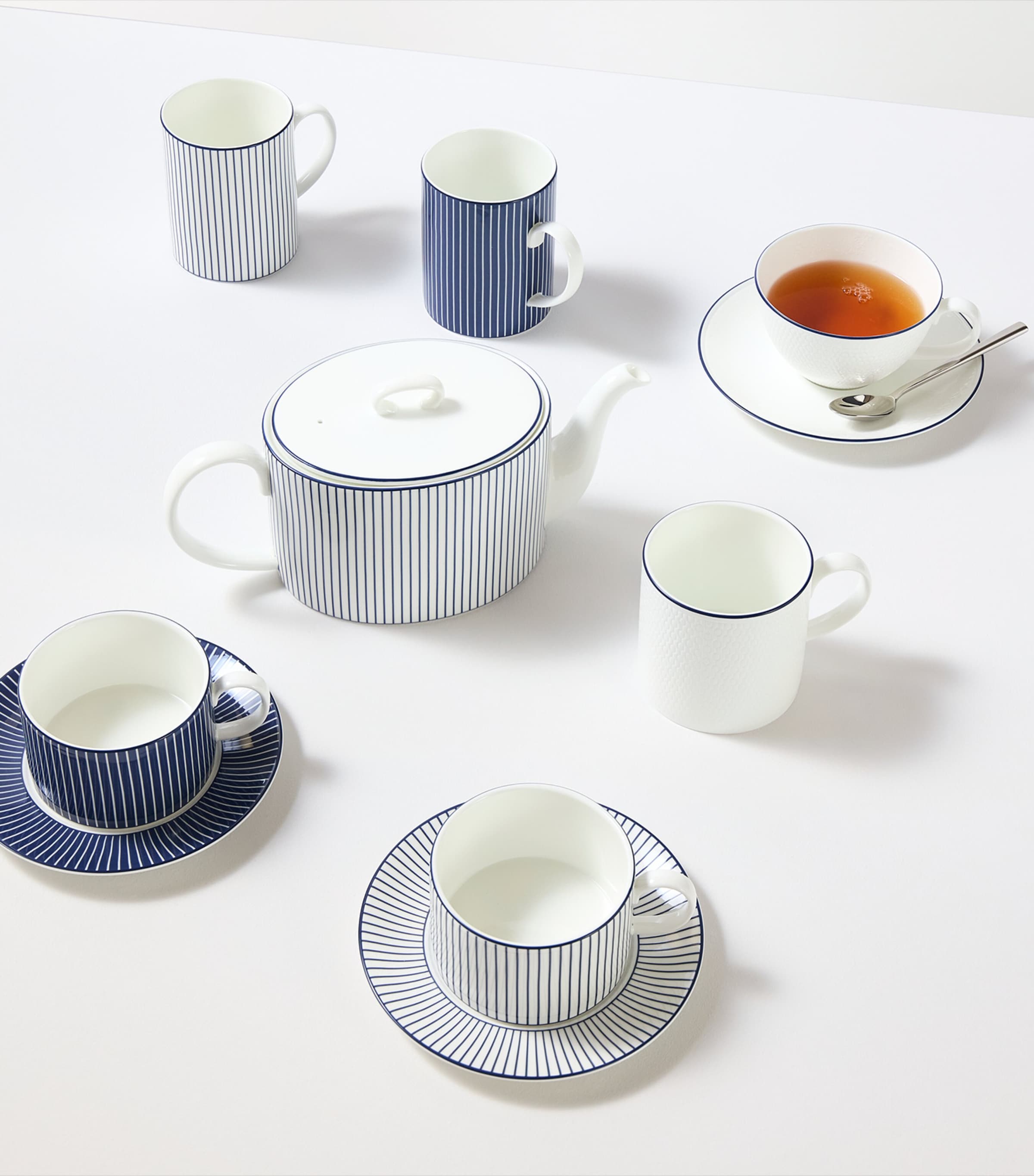 Wedgwood Pinstripe Teacup and Saucer Blue Image 3