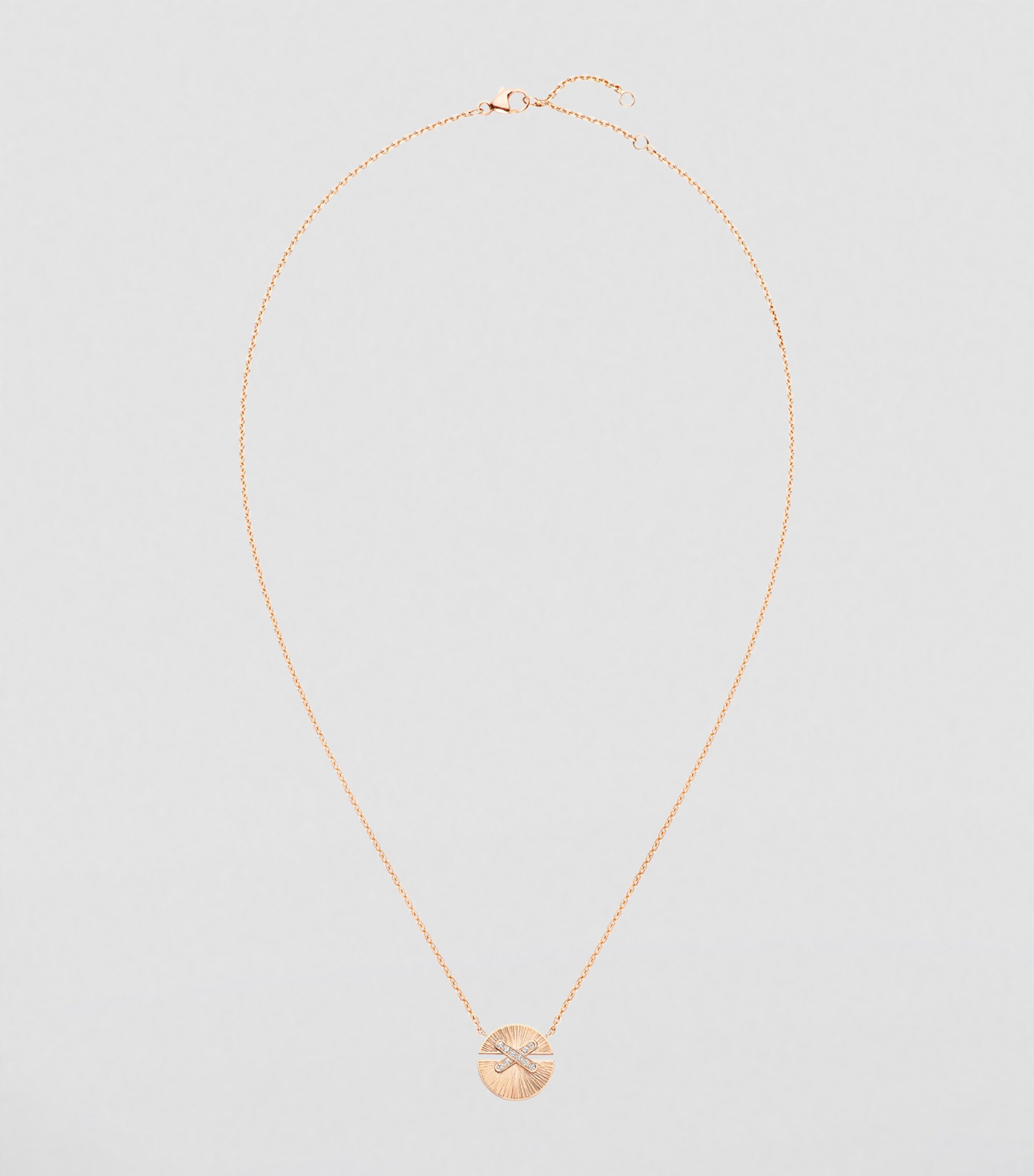 Small Rose Gold and Diamond Jeux de Liens Harmony Pendant Necklace PINK GOLD Image 2