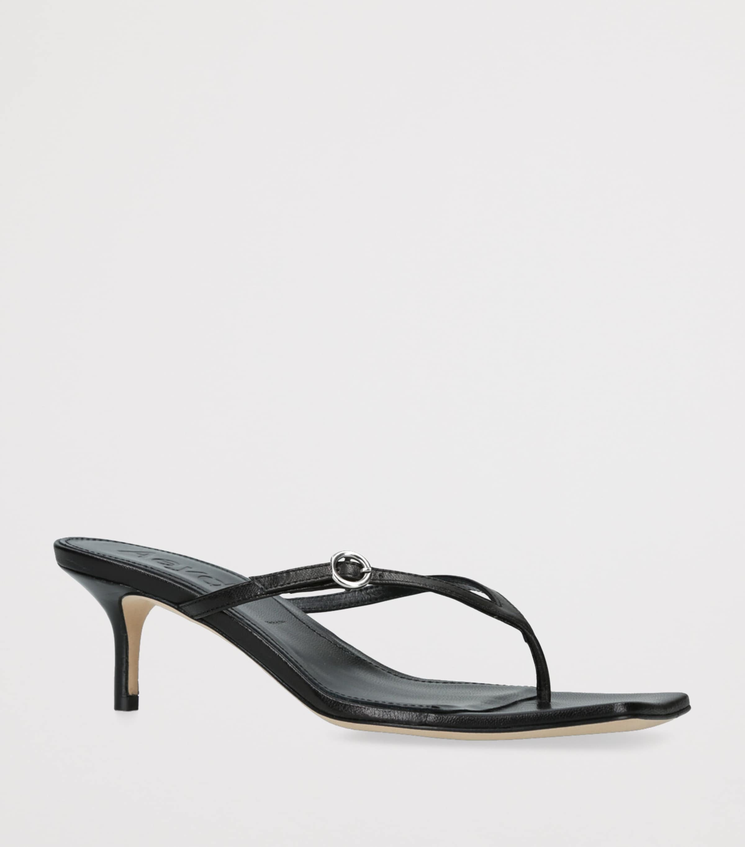 Leather Leigh Heeled Sandals 55 BLACK Image 3
