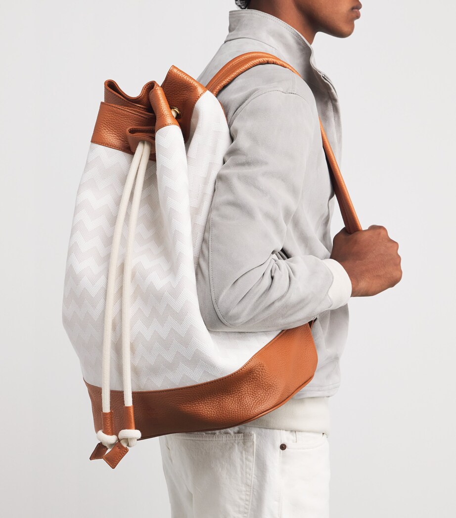 Cotton Canvas Backpack BIANOC, BEIGE E CAMM Image 2