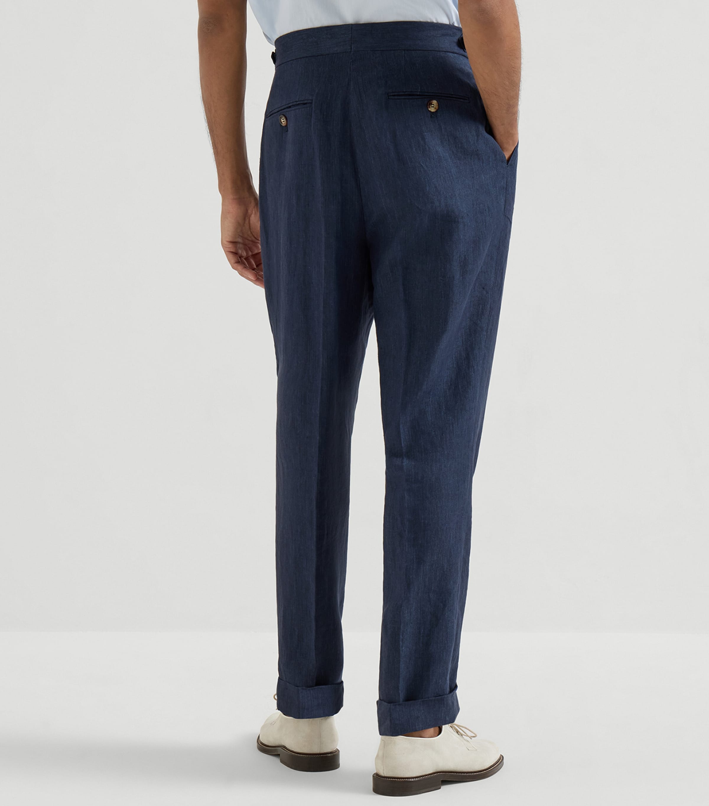 Brunello Cucinelli Mens Linen Taillored Trousers Image 5