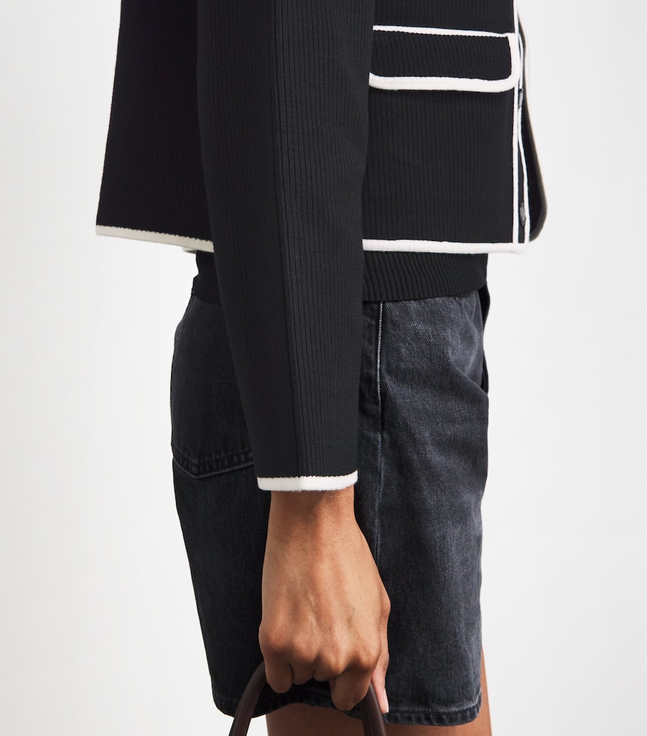Contrast-Trim Cardigan BLACK Image 6