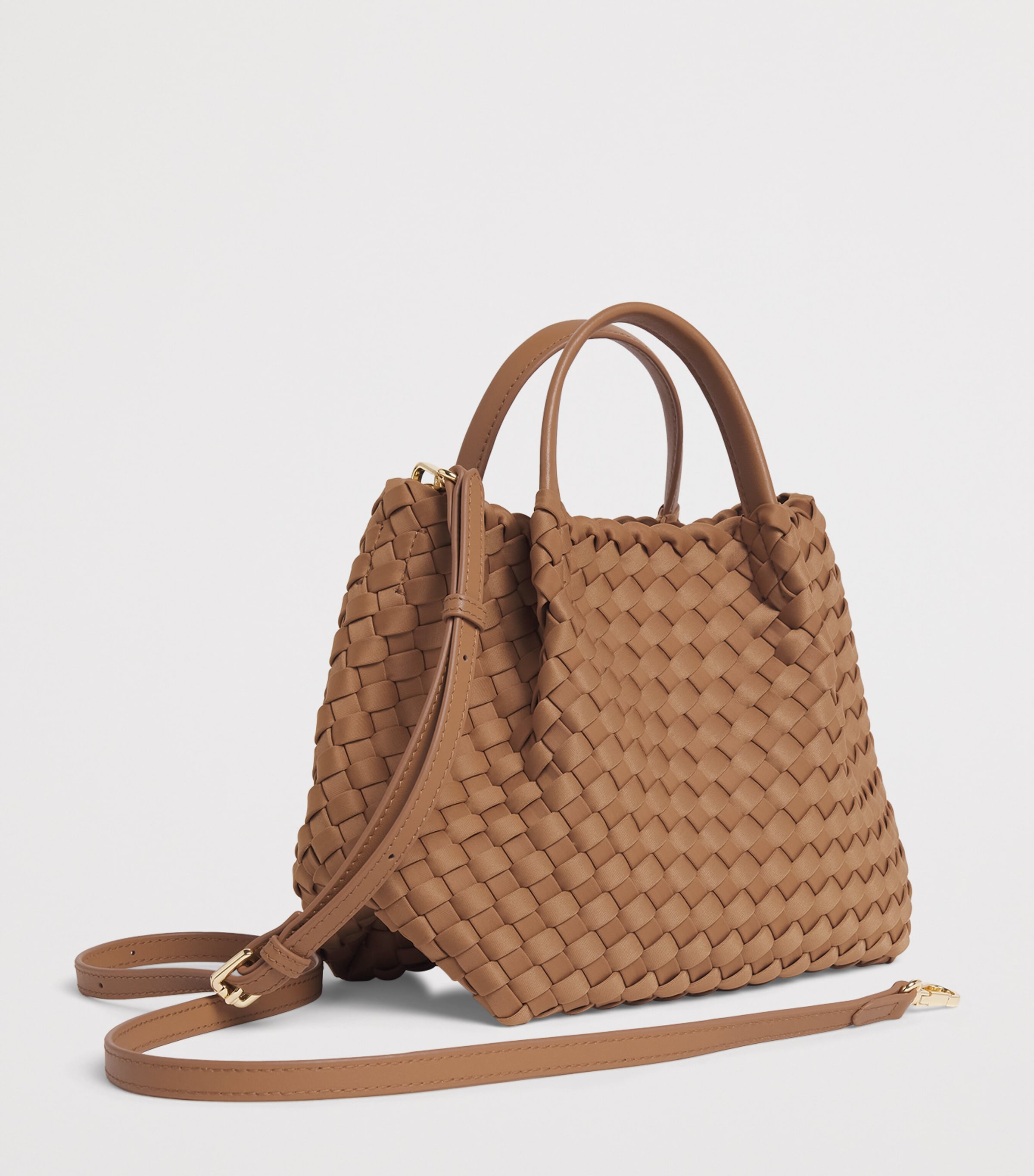 Harrods Mini Neoprene Woven Tote Bag Brown Image 3