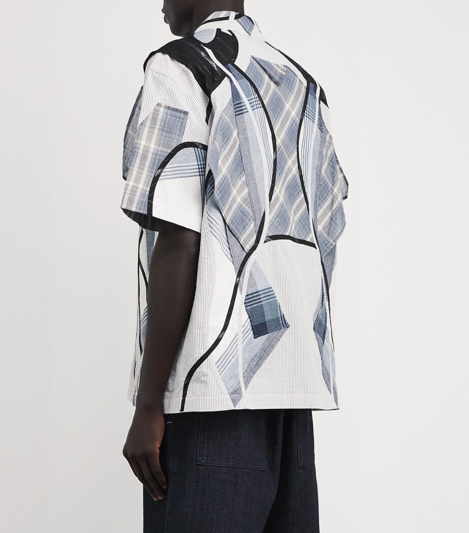 Cotton Patchwork Short-Sleeve Shirt BLUE MIX Image 4