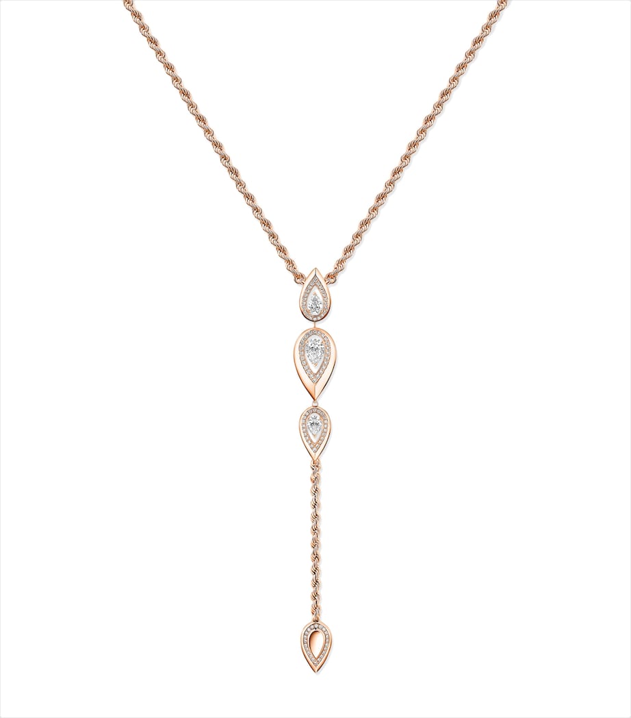 Messika Fiery Pink Gold and Diamond Tie Necklace Pink Gold Image 1